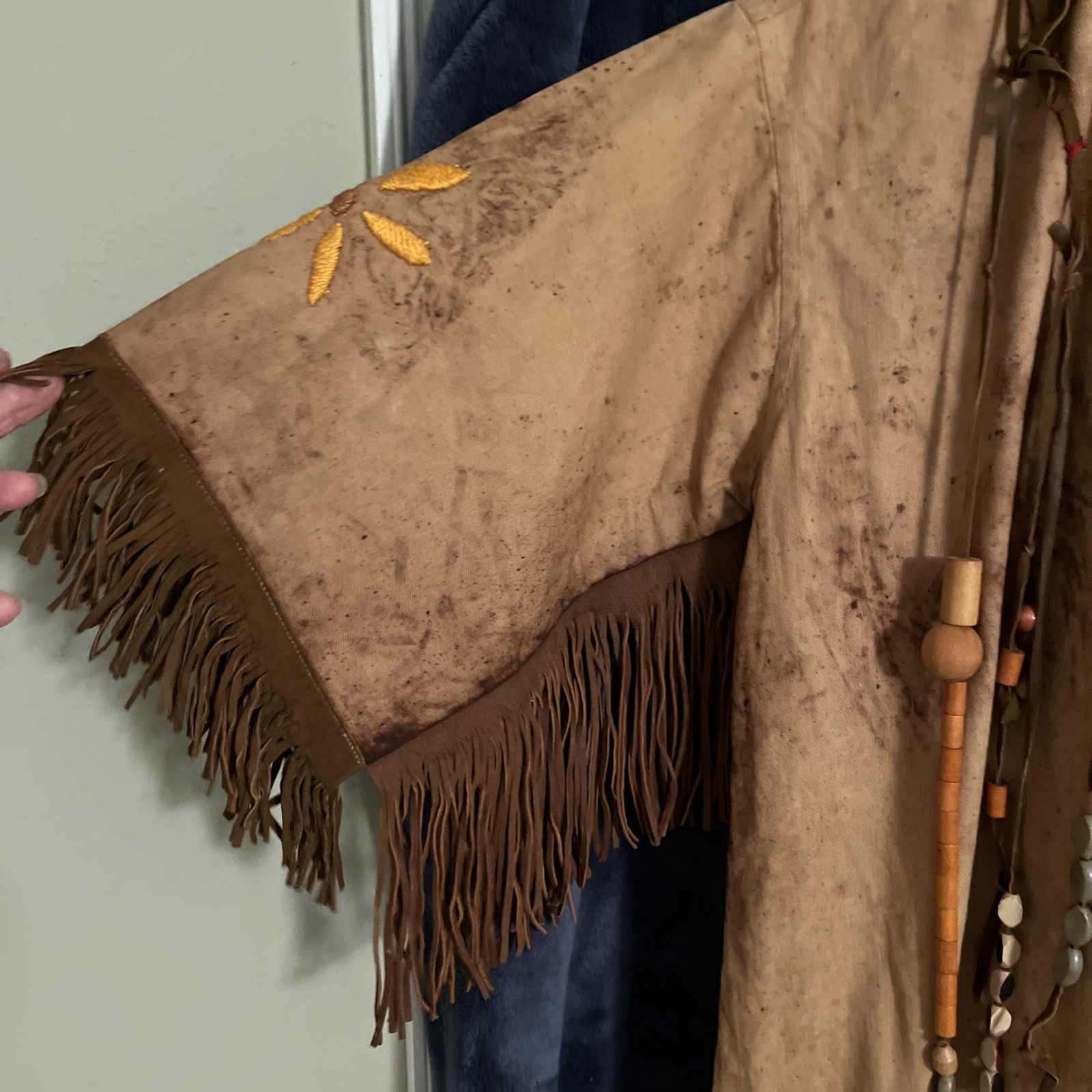 Vintage Women’s Indian Dress. Leather Fringe And Beading