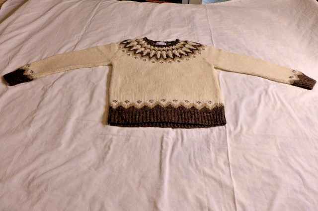 Vintage Women’s Deans Of Scotland 100% Wool White Brown Geometric Sweater 38/M