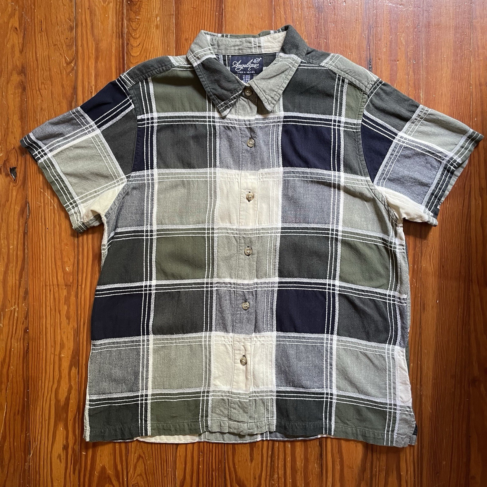 Vintage 90s Plaid Checkered Button Up by Angelique
