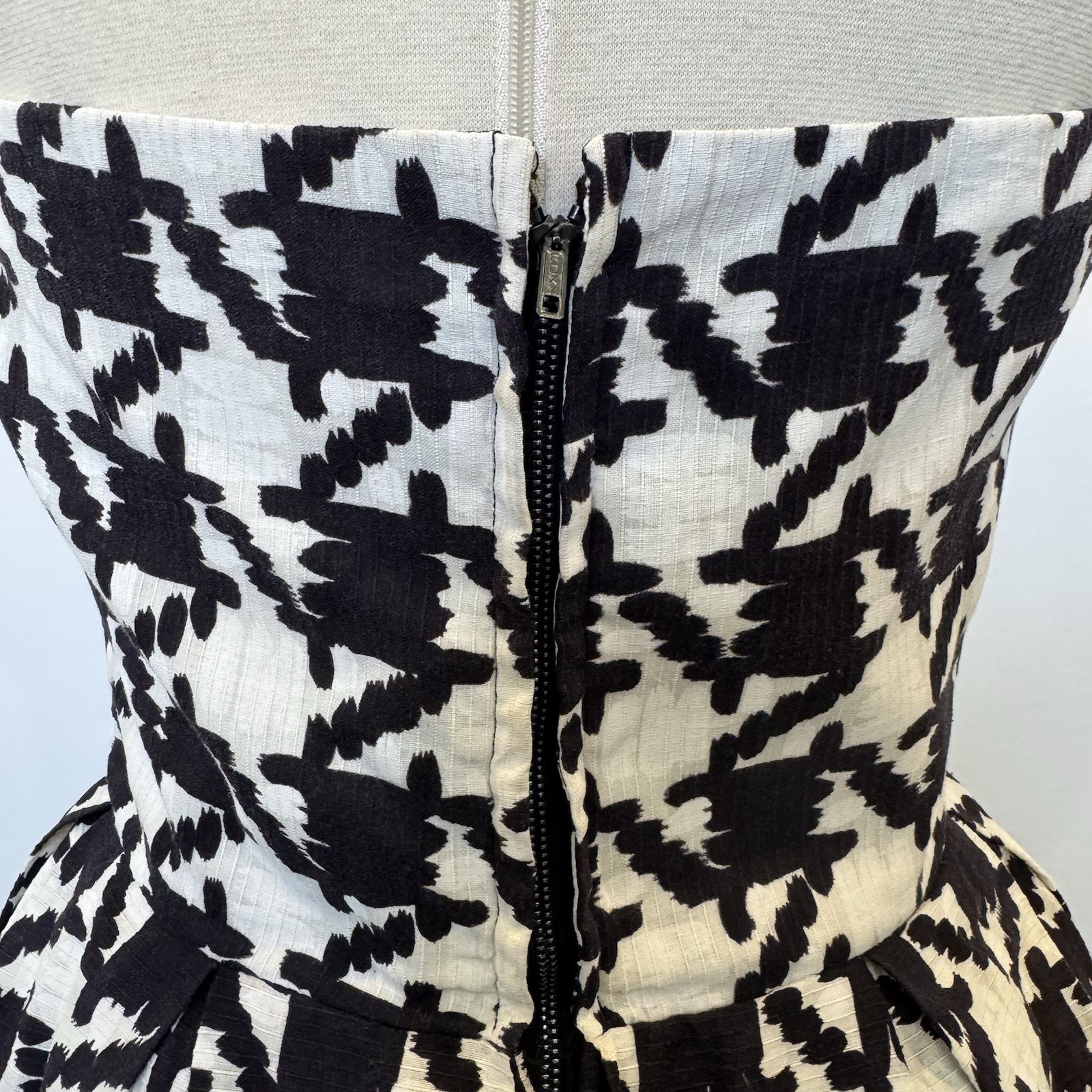 Vintage 50s Houndstooth Check Strapless New Look Fit & Flare Party Dress Town M
