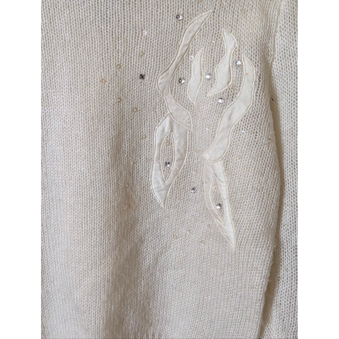 Vintage Croquet Club Embellished Cream Sweater Size M
