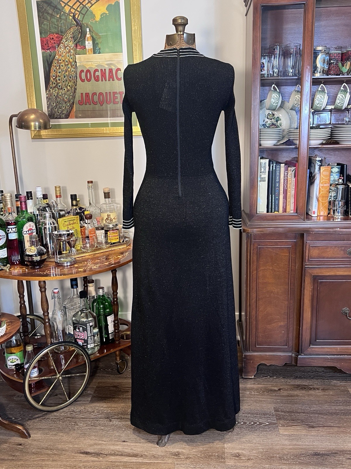 Vintage Cyn Les Black Long Sleeve Knit Dress