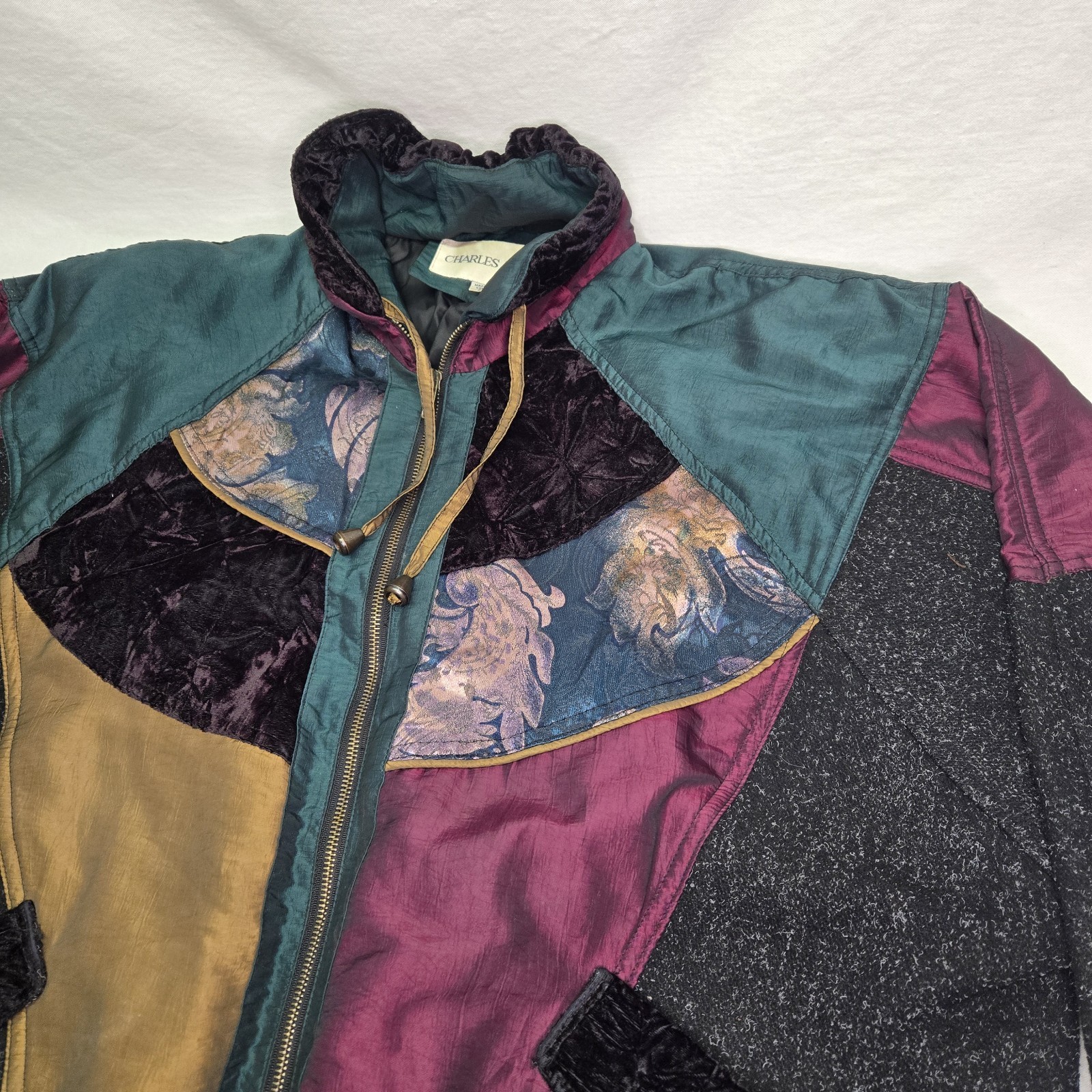 Vintage Charles Klein Women’s Jacket 2X Colorblock Patchwork 80s 90s
