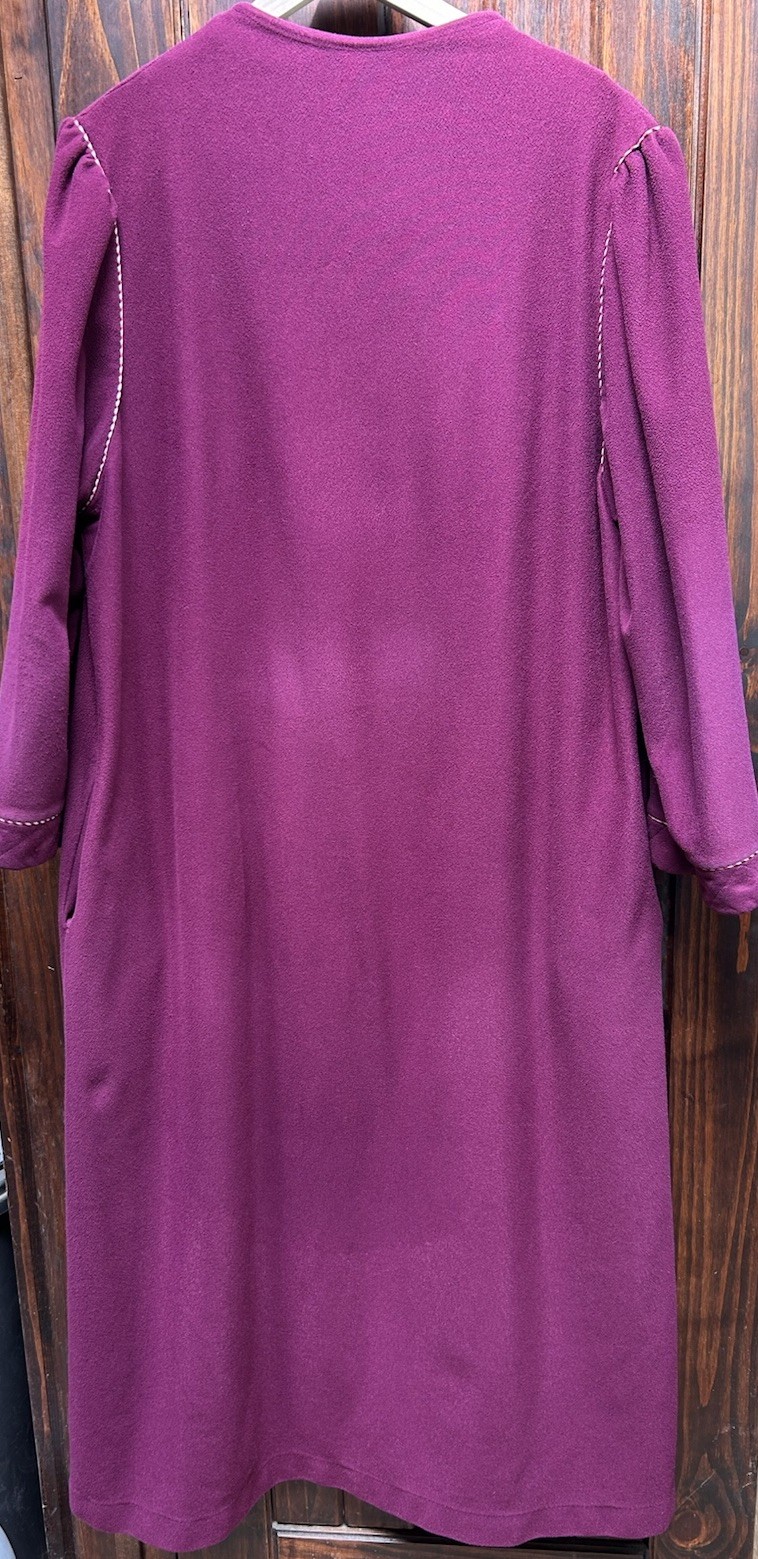 Vanity Fair Vintage Red Plum Velour Fleece Zip Robe Patio Wear Braided Trim XXL