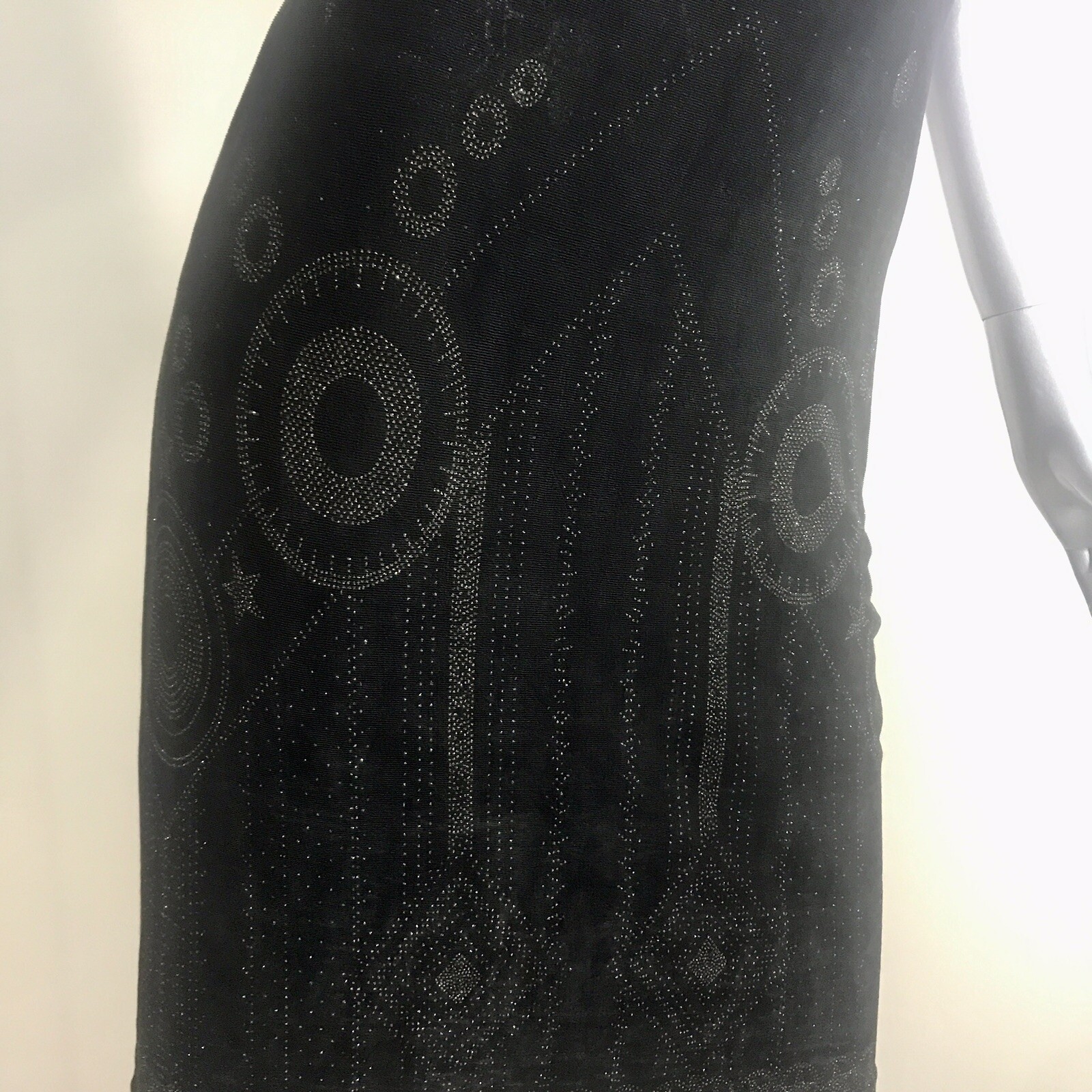Vintage 90’s Mica Women’s Medium Fitted Black Astrological Stars Abstract Dress