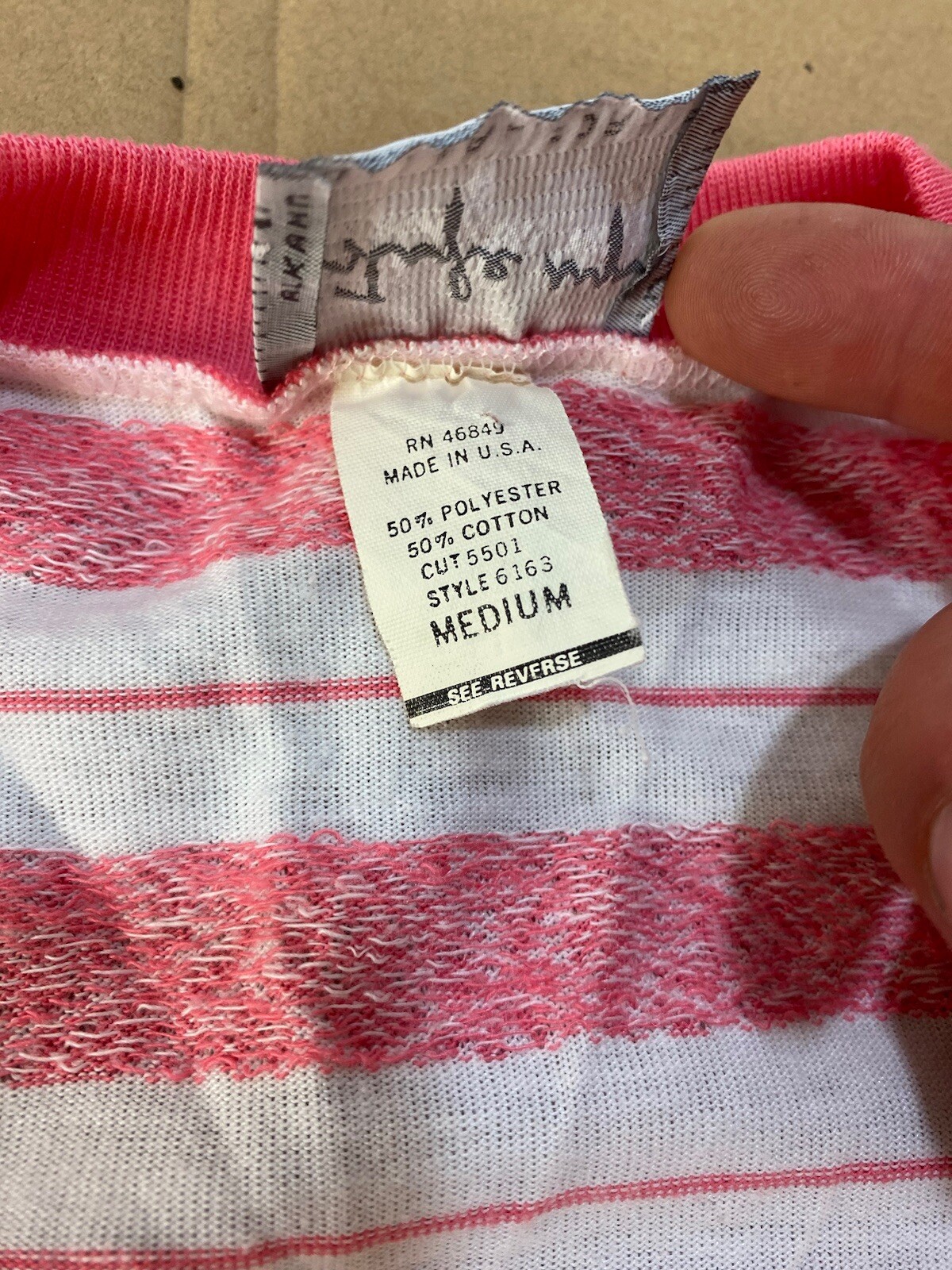 Vintage 70s 80s 90s Womens Surf Stripe Floral Mini Bow Pink Shirt Top Sweater M