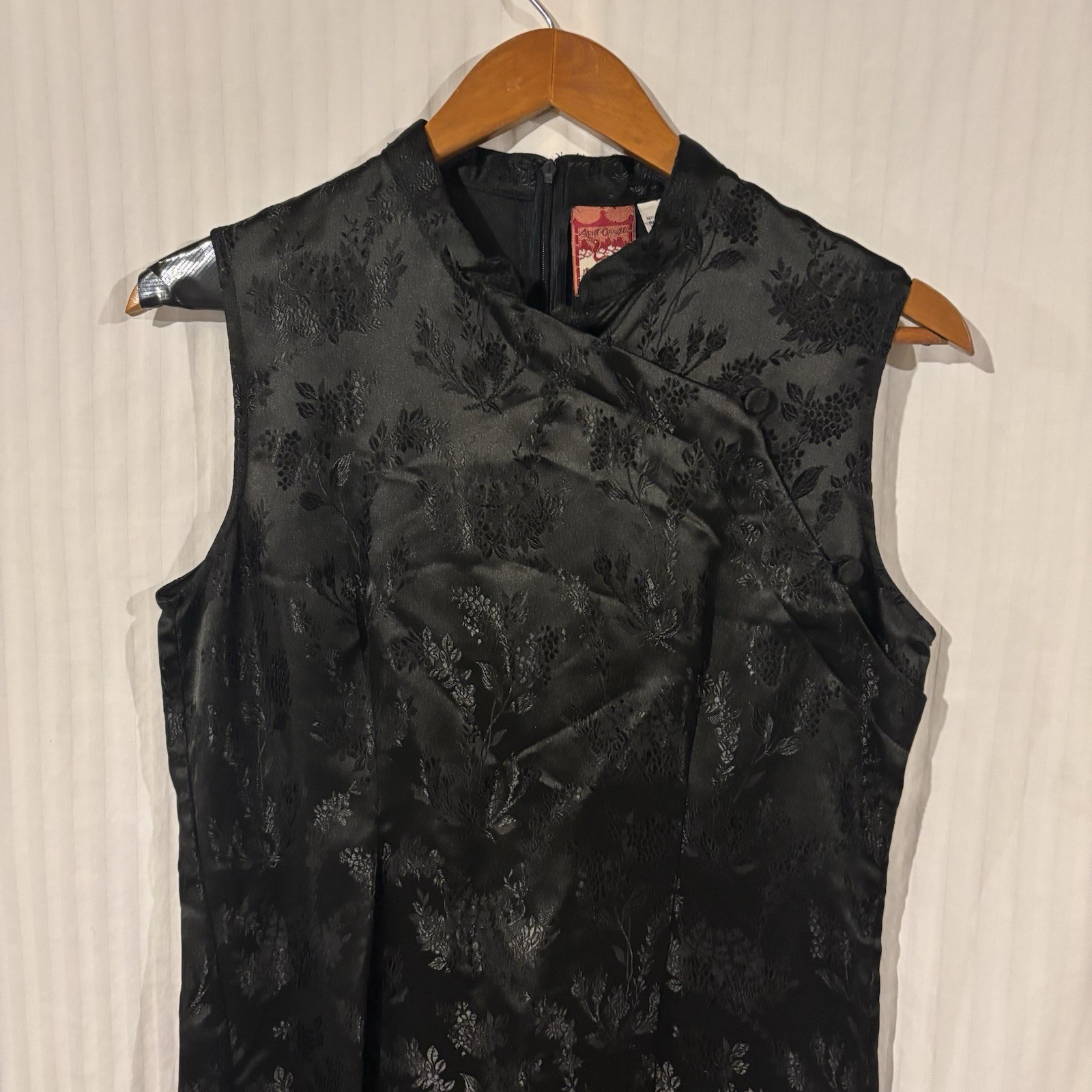 April Cornell Vintage black Asian Inspired Dress Rayon Small D-16