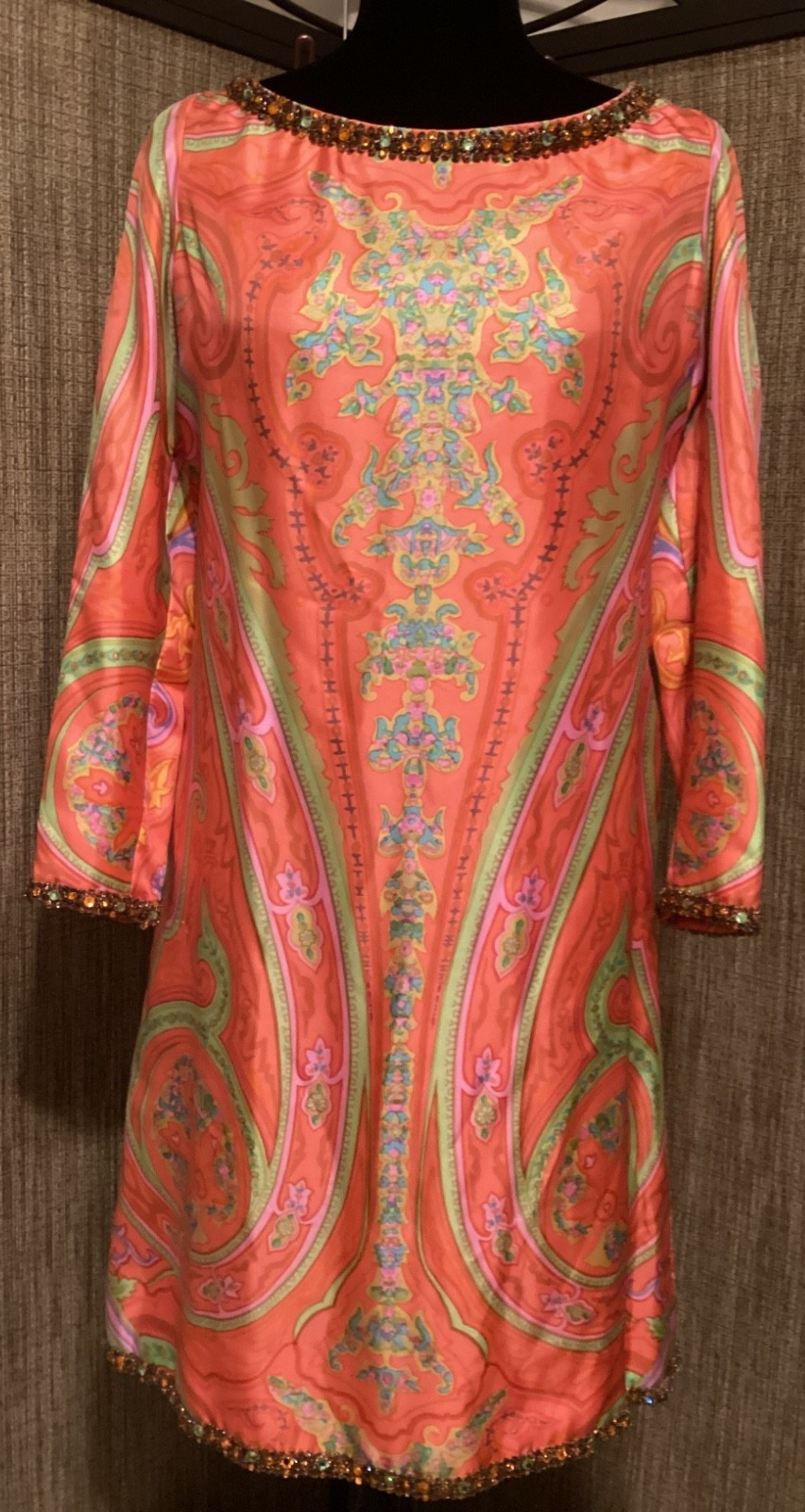 VTG 60s Paisley 100% Silk Designer Kiki Hart from Saks Shift Cocktail Dress 10 M