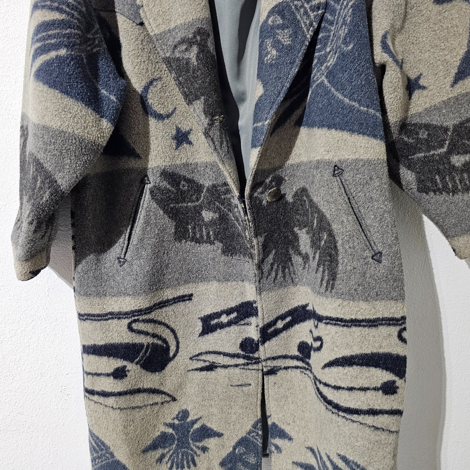 PIONEER WEAR Wool Vintage Coat Southwestern Native American Prints free size