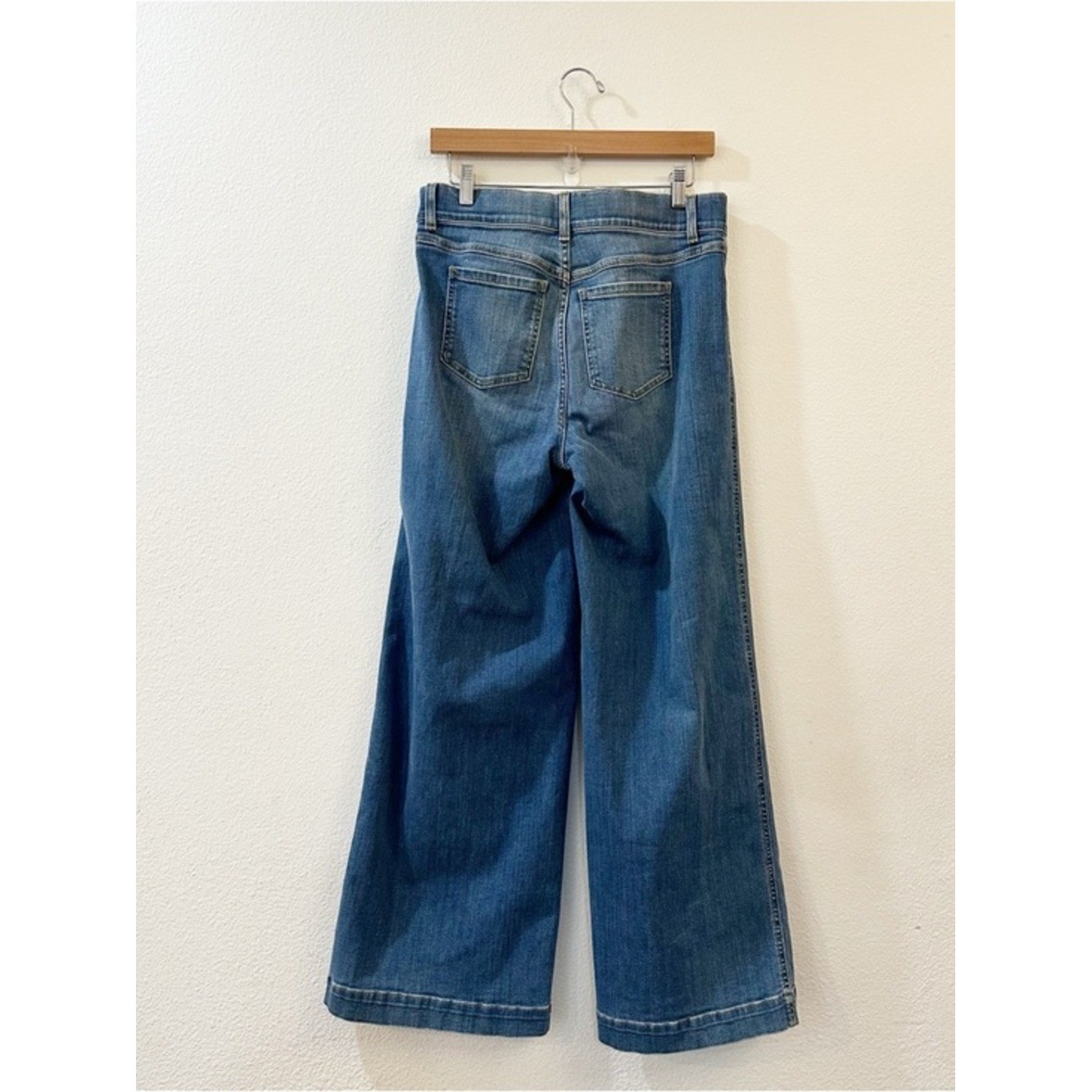 SPANX Seamed Front Wide Leg Denim Jeans Size Medium Vintage Indigo