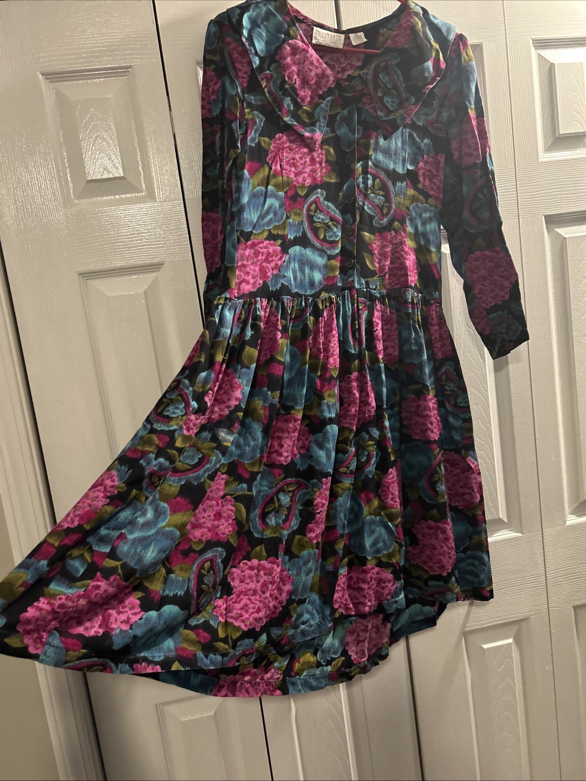 Passports Pier 1 Vintage 80s 90s Rayon Dress Floral Paisley Whimsigoth Grunge S
