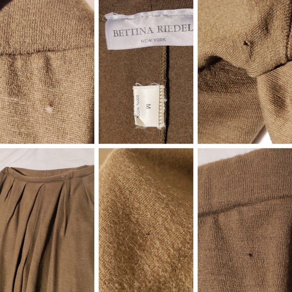 Bettina Riedel 3pc Wool Set Vtg Batwing Top, Pants, Open Front Cardigan -Issues