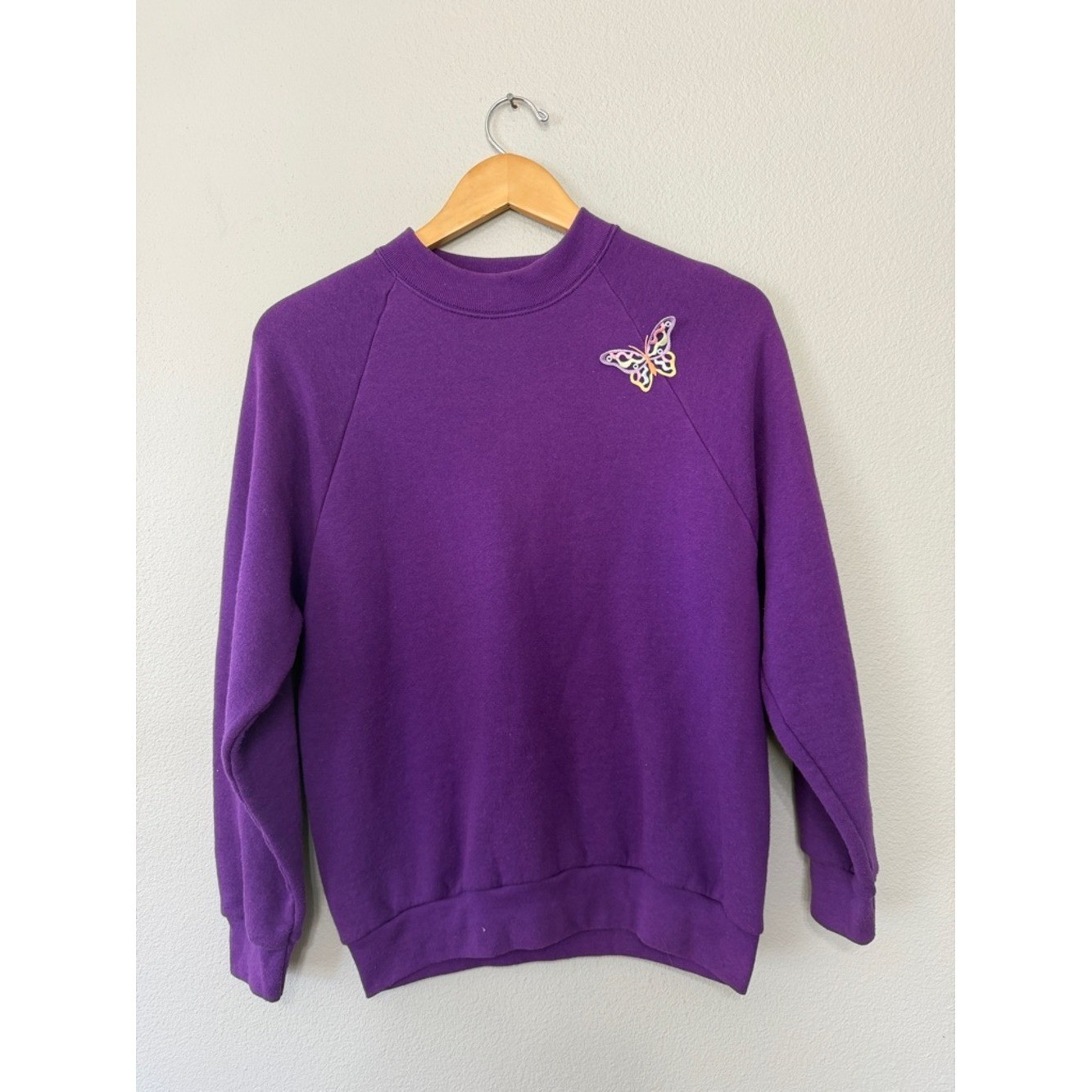 VTG Fruit of the Loom Purple Granny Sweater Medium Made in USA Cotton/Poly