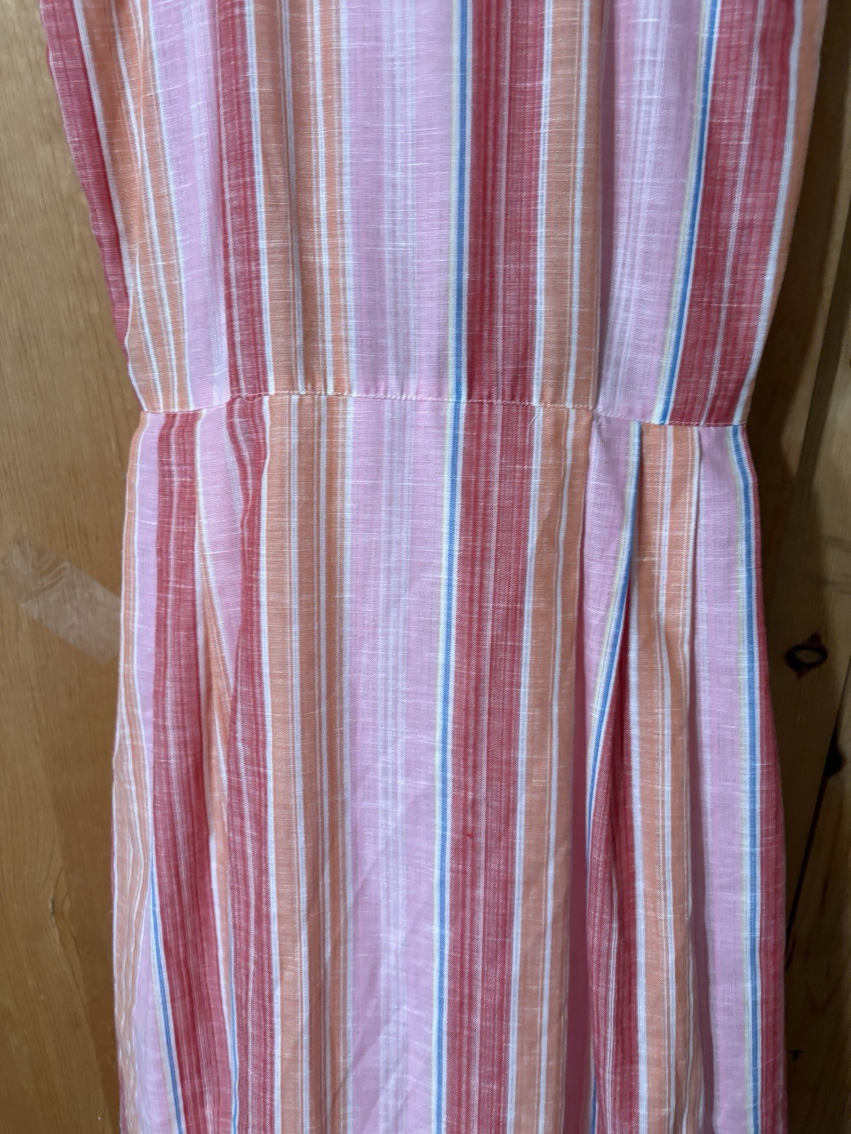 VTG Gianfranco Firenze Women’s Sz S Collared 50s Style Striped Maxi Dress Pink