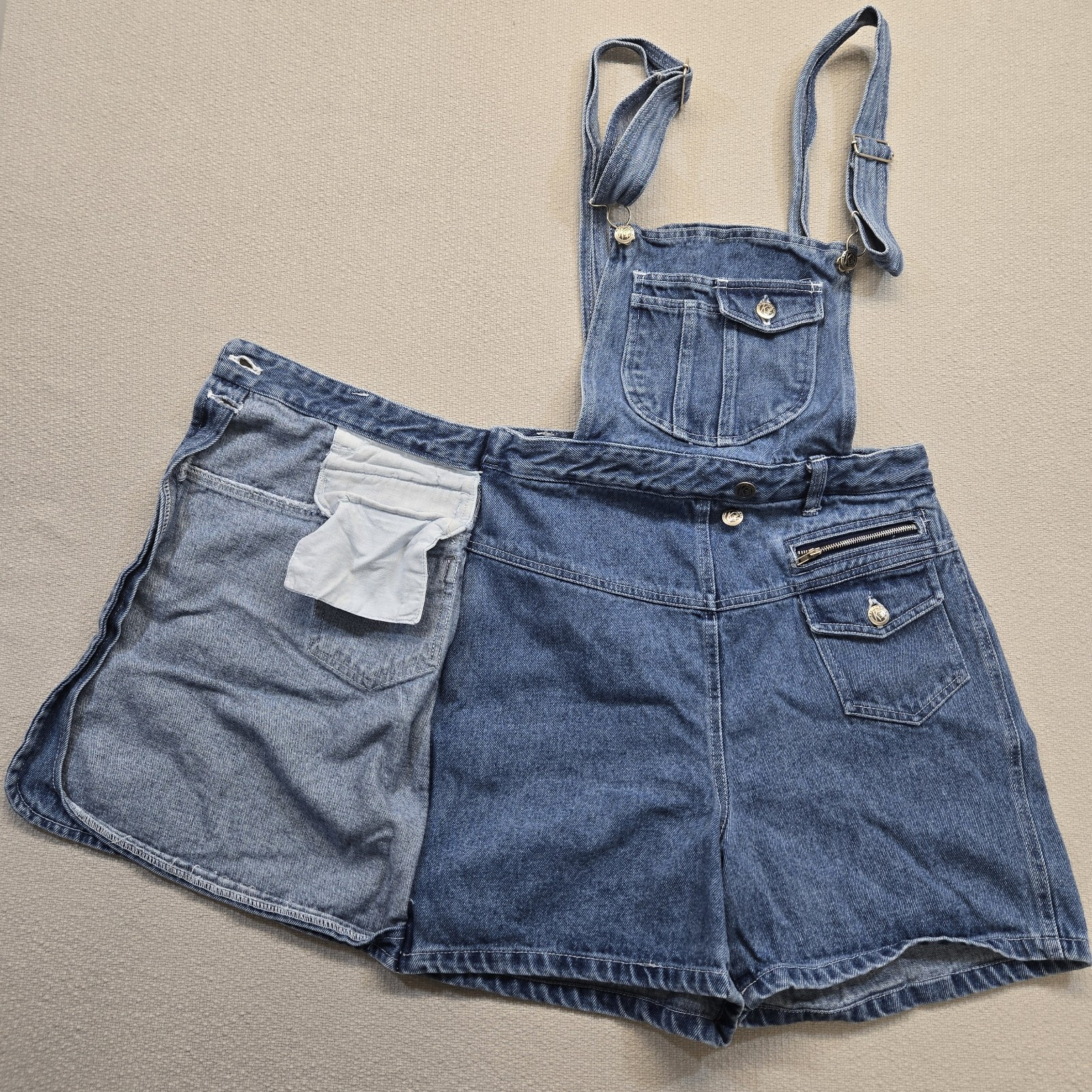 Womens Vintage RARE 90s Kalifornia Speed Control Denim Overall Skort Size 9/10