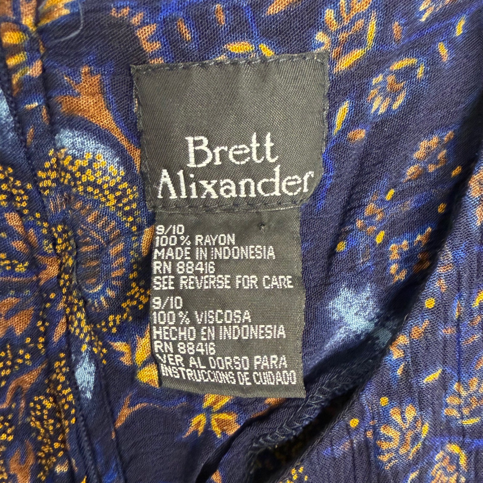 VTG Brett Alexander Whimsygoth Maxi Dress Navy Blue Paisley Y2K 90s Size 9/10