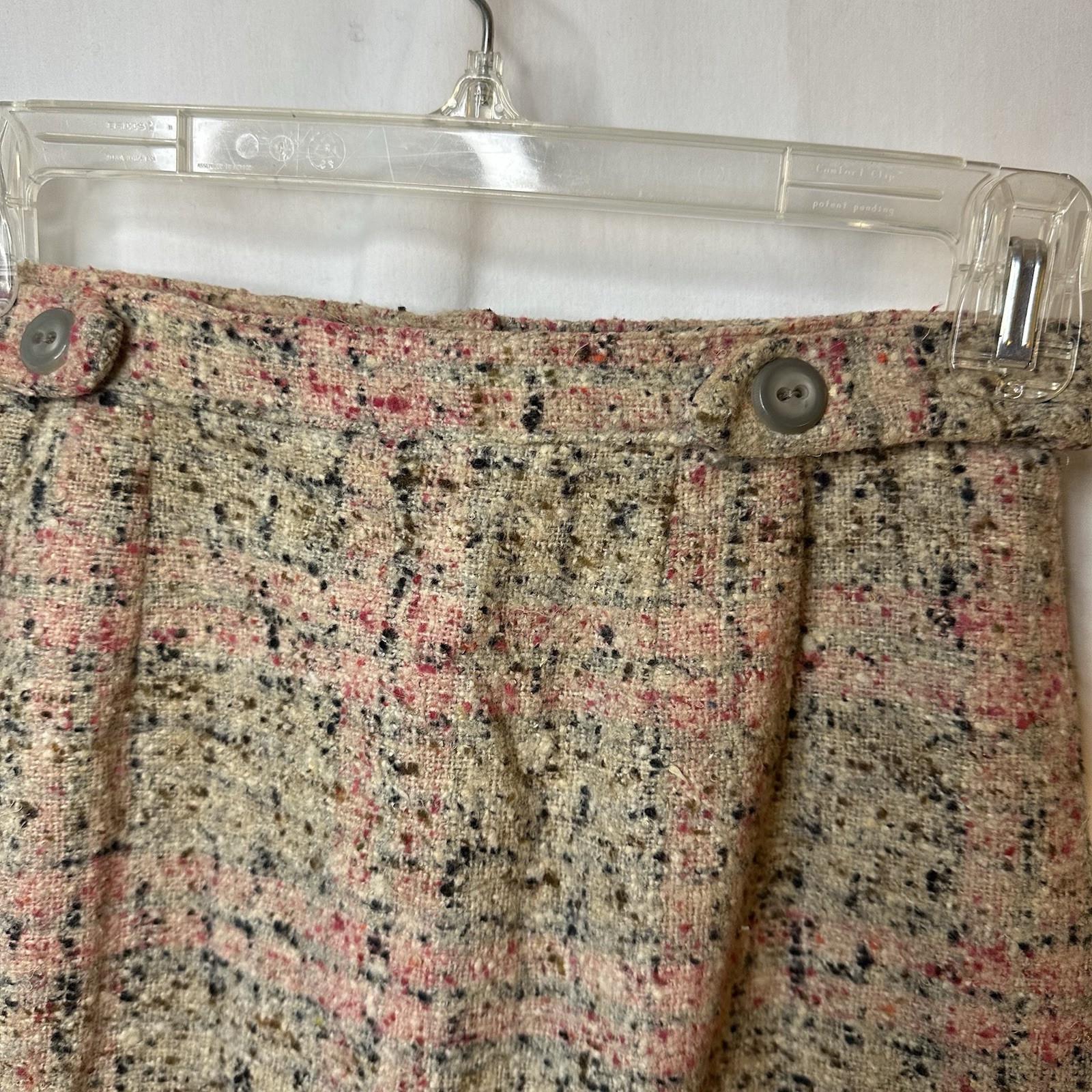 Vintage Tweed Wool Pencil Skirt Multicolor Pink Black Ladies Garment Union Label