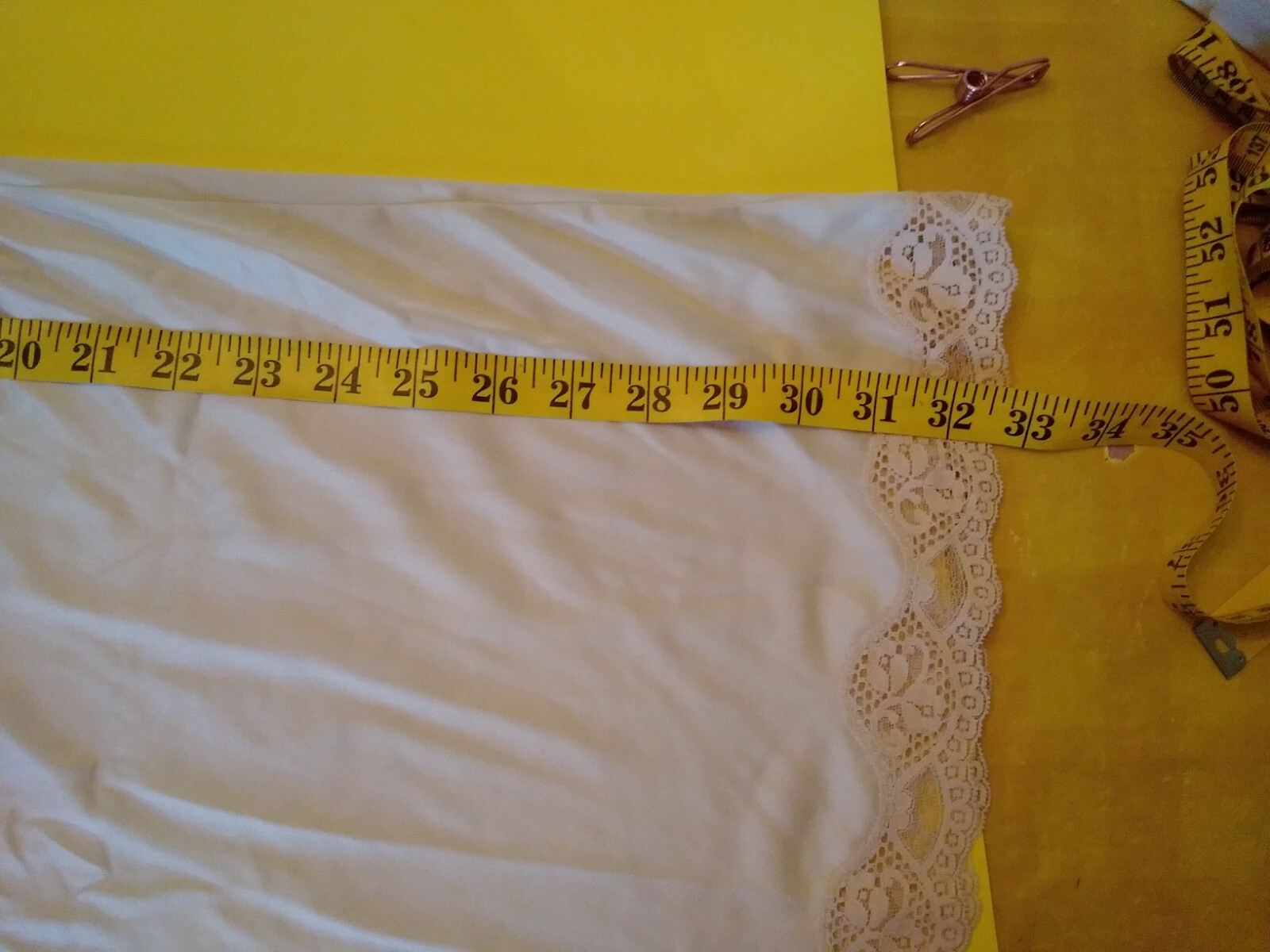 Vintage Full Slip Dress Chemise European SZ M/L Austria Beige w/Lace Trim