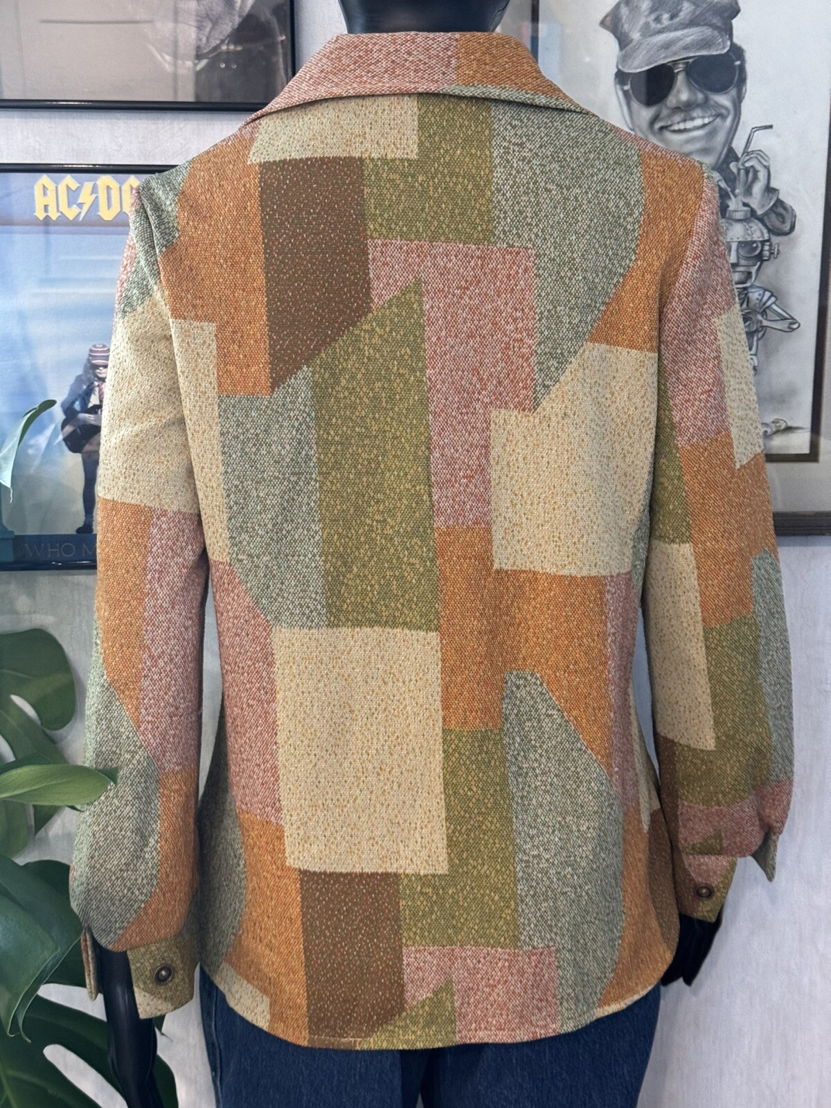 Vintage Marty Gutmacher Textured Encron Knit Fabric Button Up Shirt