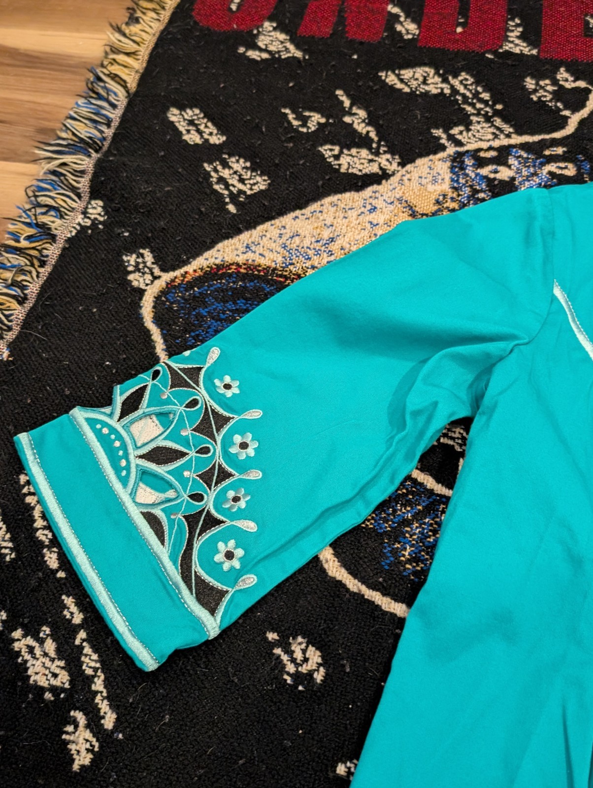 Vtg 90s Sz XS Jacket Coat Bob Mackie Wearable Art Western Turquoise