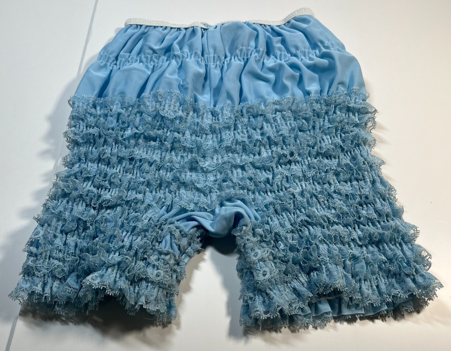 Vintage Sam’s Blue Bloomers Medium Ruffle Rhumba Pettipants Square Dance Shorts