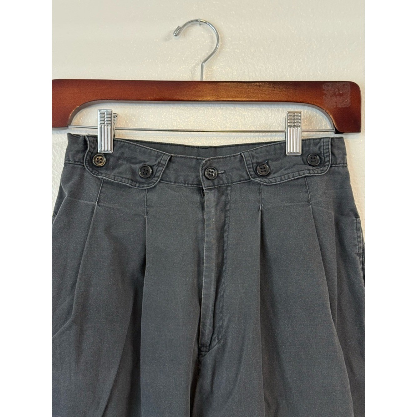 VTG Que Pasa Pleated Casual Pants With Pockets Faded Black Size 9 80s Fashion