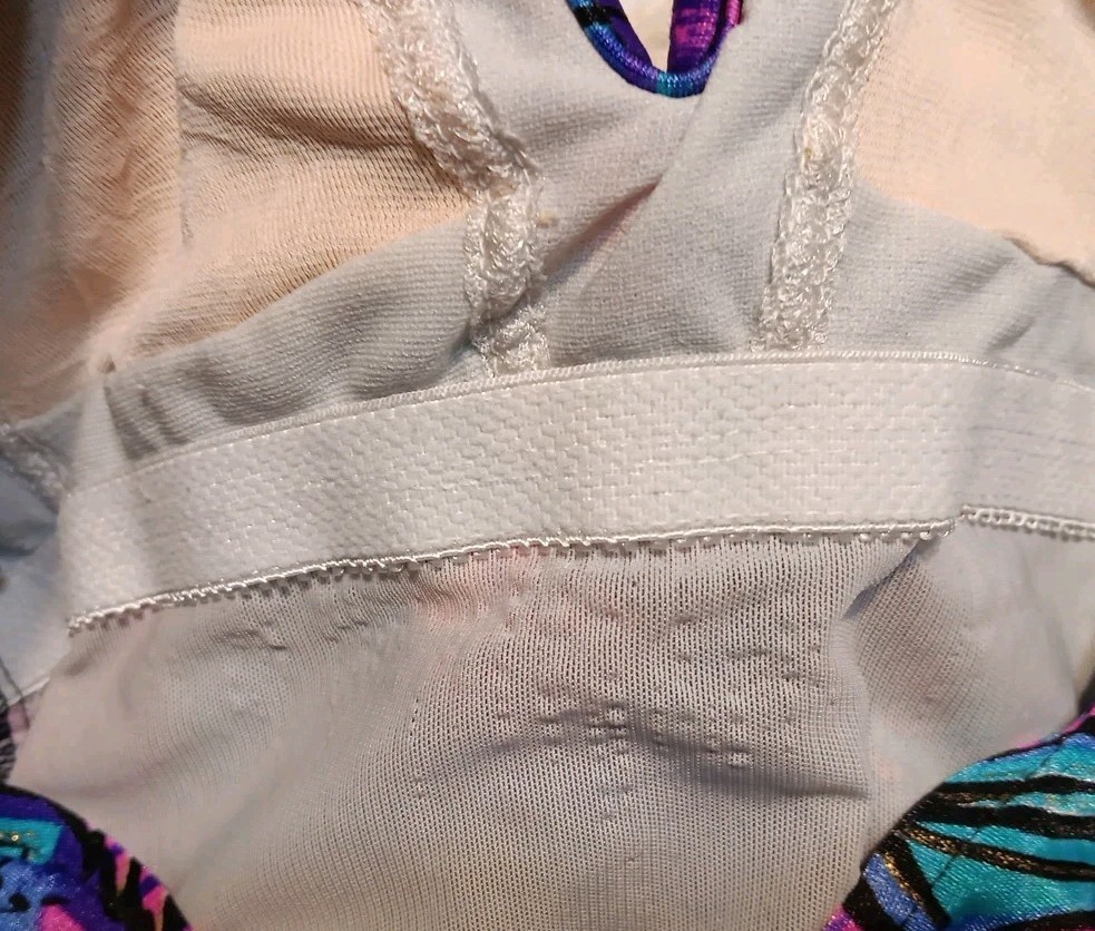 Vtg Jantzen One-Piece Swimsuit, Size 8, Colorful 80s Design, USA, Teal, Purple