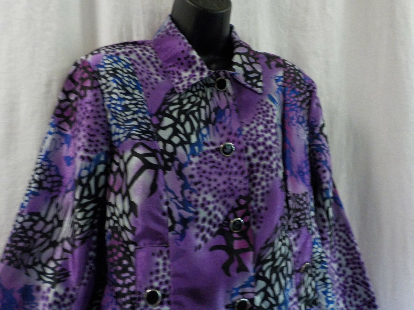 Vintage 1980’s N Touch Jacket Size 6P Multicolor Long Sleeve Button Art Print