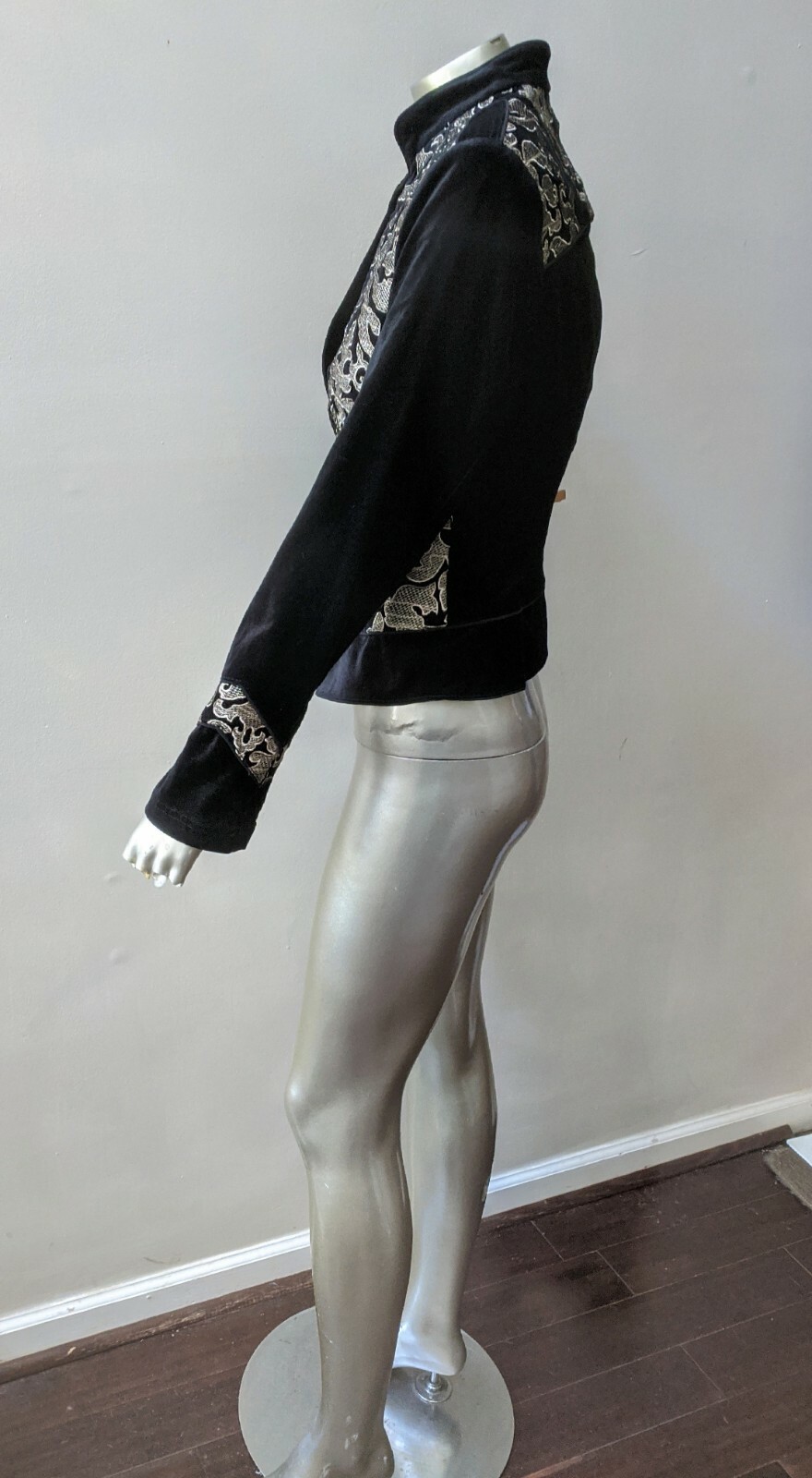VELVET BOHO STEAMPUNK EMBROIDERED PAISLEY ART DECO FITTED JACKET sz 6
