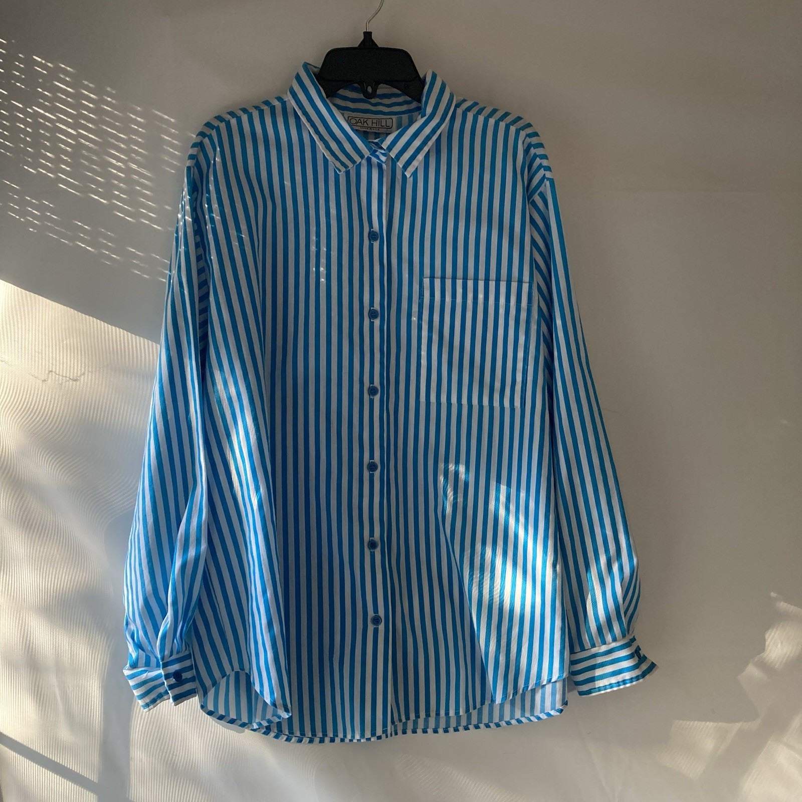 VTG Oak Hill Striped Oxford Button Up Shirt Womens LRG Quiet Luxury Office Core