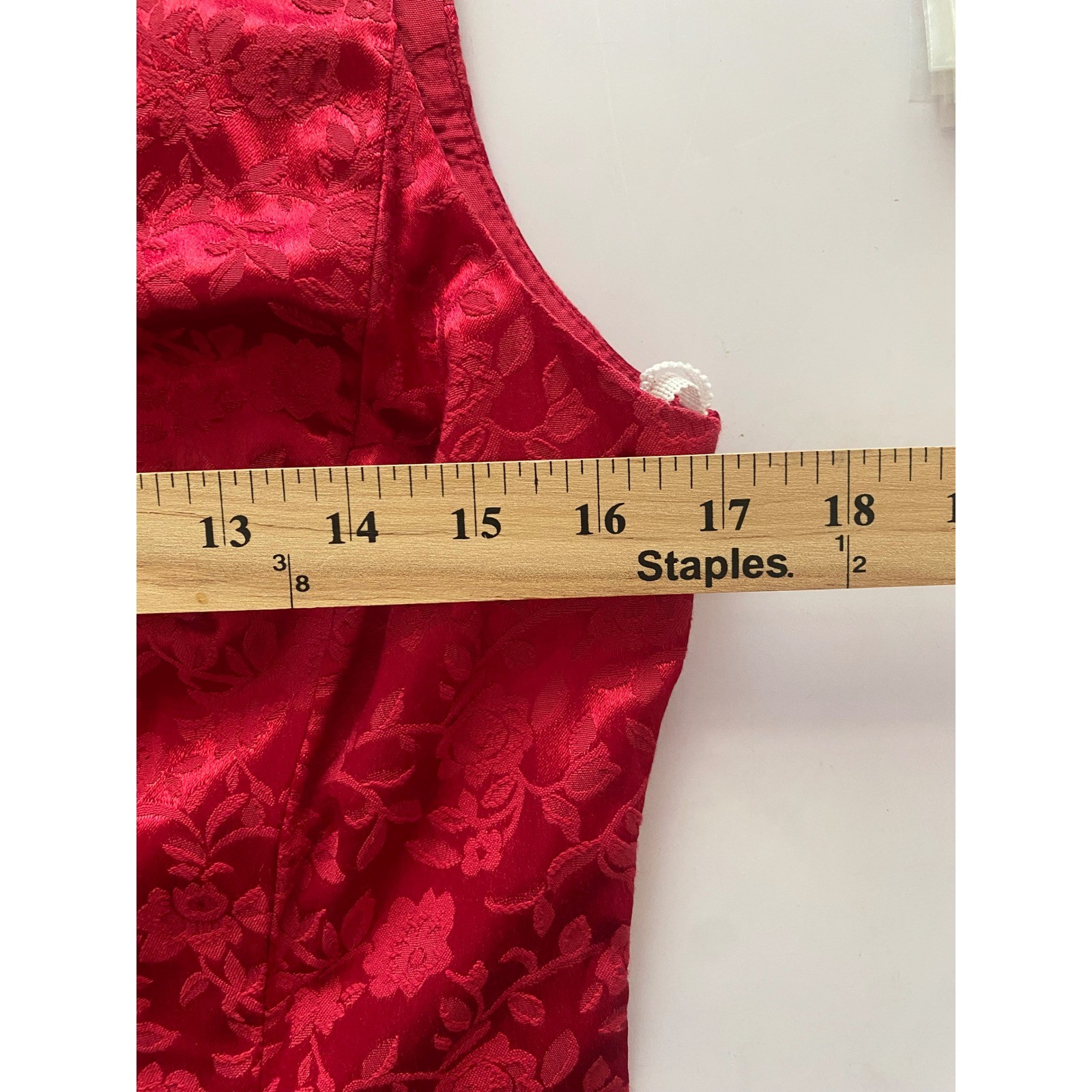 Be Smart Vintage Red Floral Devore Mini Dress Sleeveless Sheath 7/8 USA