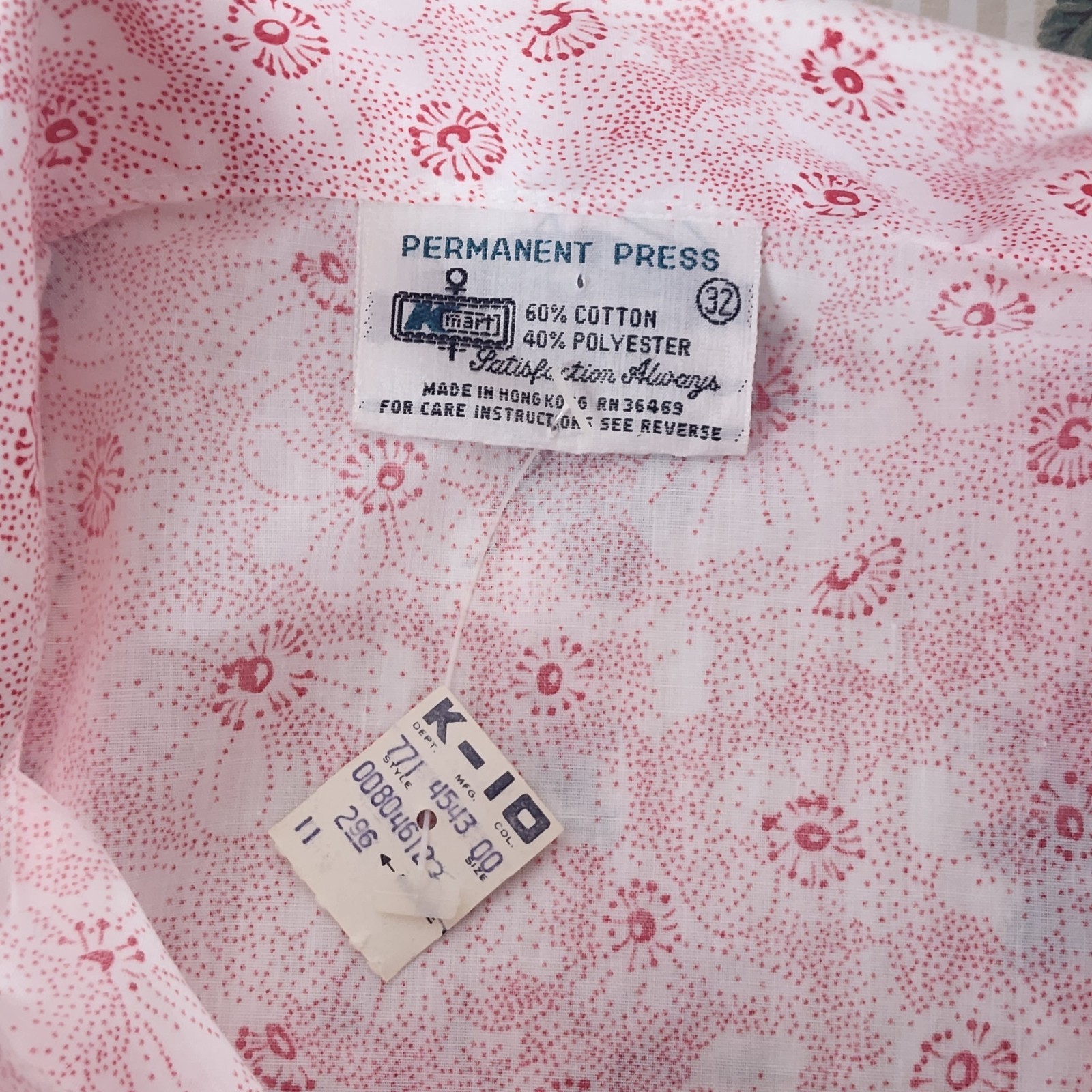 Vtg KMART Perma Press Sleeveless Floral Blouse Women 32 Button Up Hong Kong NEW