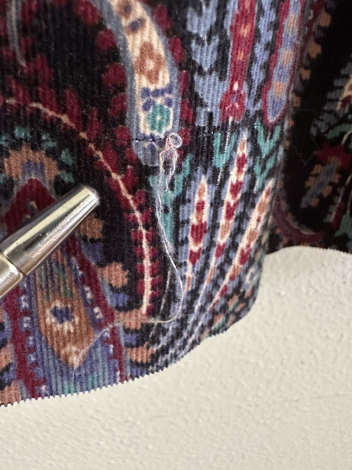 1980s Laura Ashley Paisley Floral Corduroy Dress Puff Sleeve Party Prairie VTG