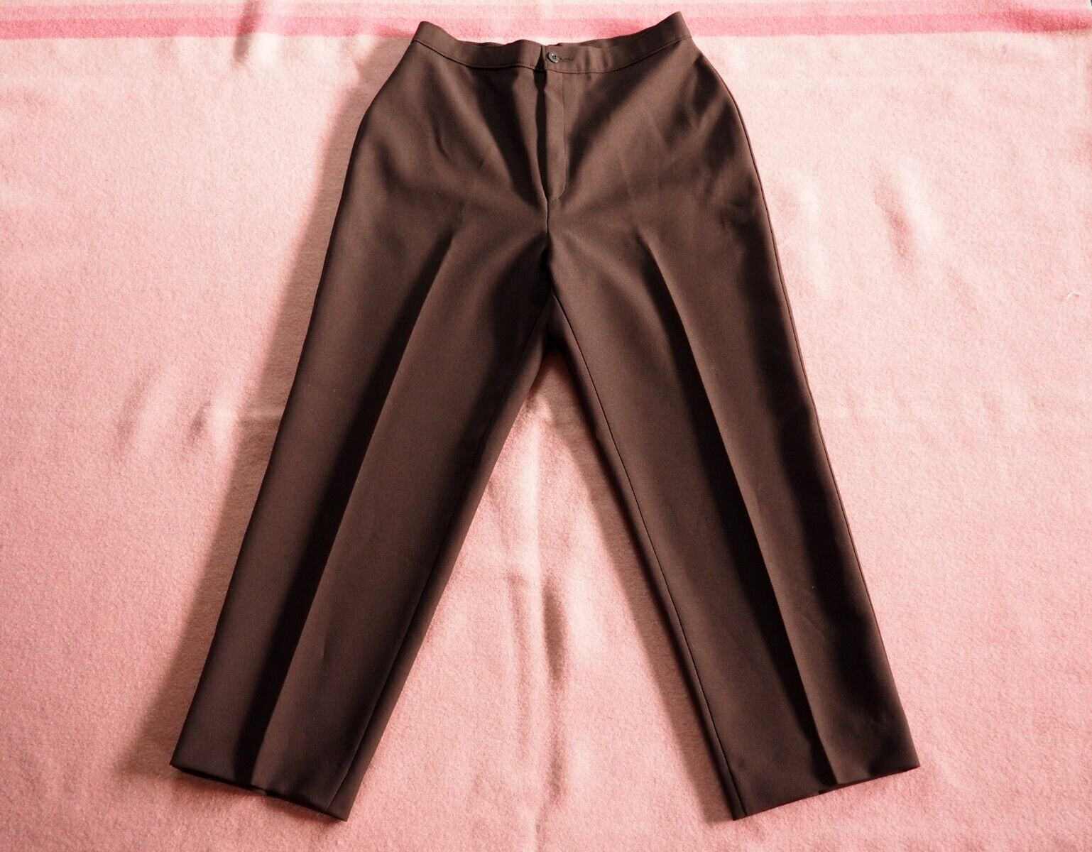 VTG 70s LEVIS Brown High Waist Polyester Mom Jeans Business Formal Pants 29×27