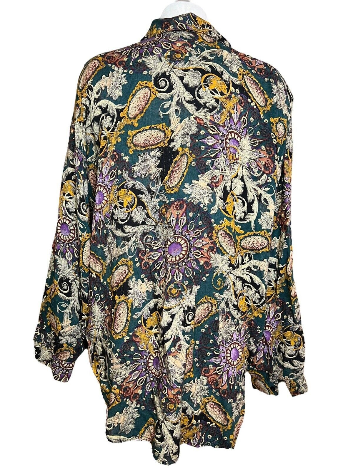 Jeri Marque 38 Vintage Button Shirt Blouse Top Women Abstract 90s USA Floral