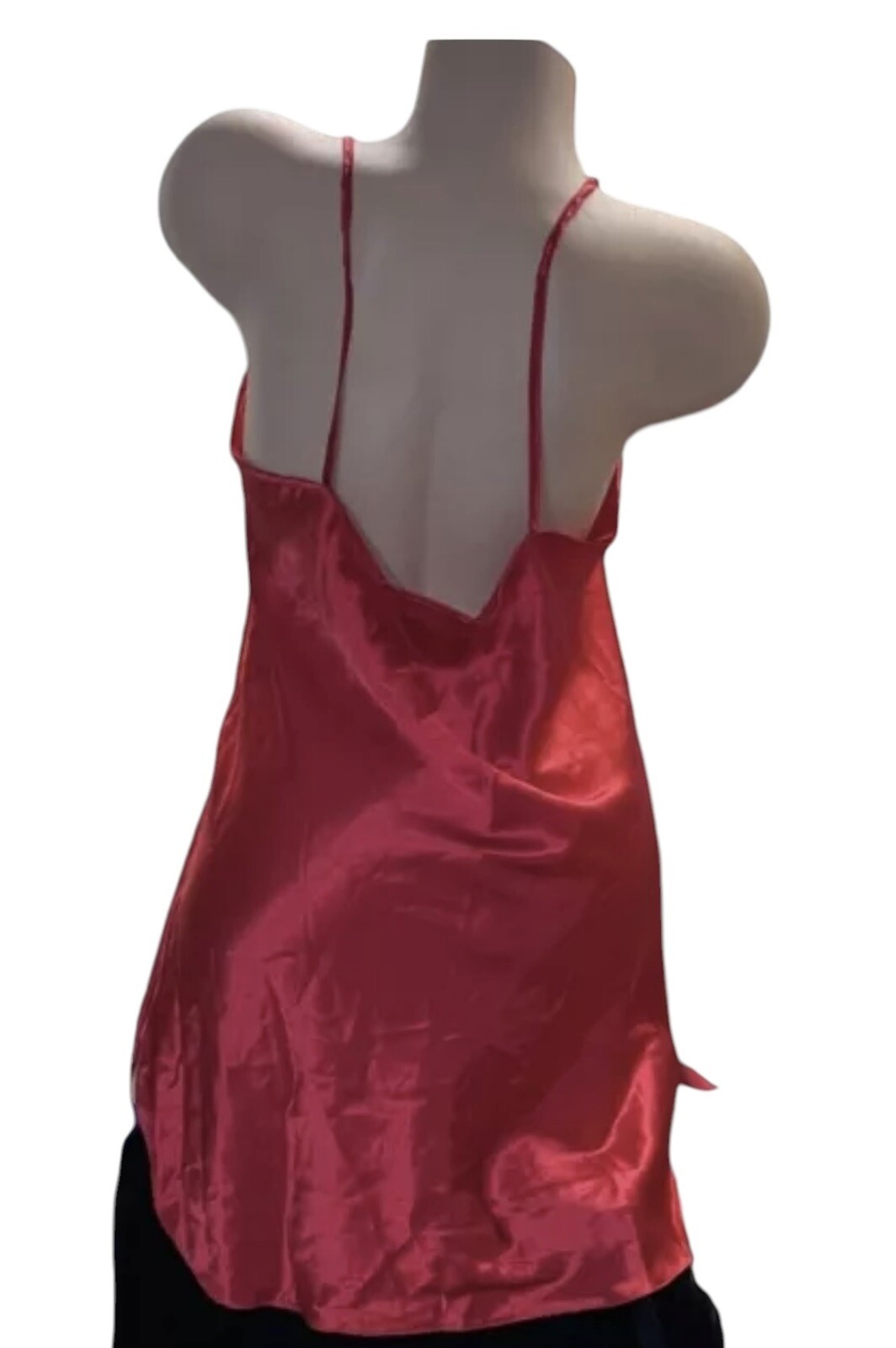 Romance DuJour Red Shiny Satin Embroidery Nightie Nightgown Womens M