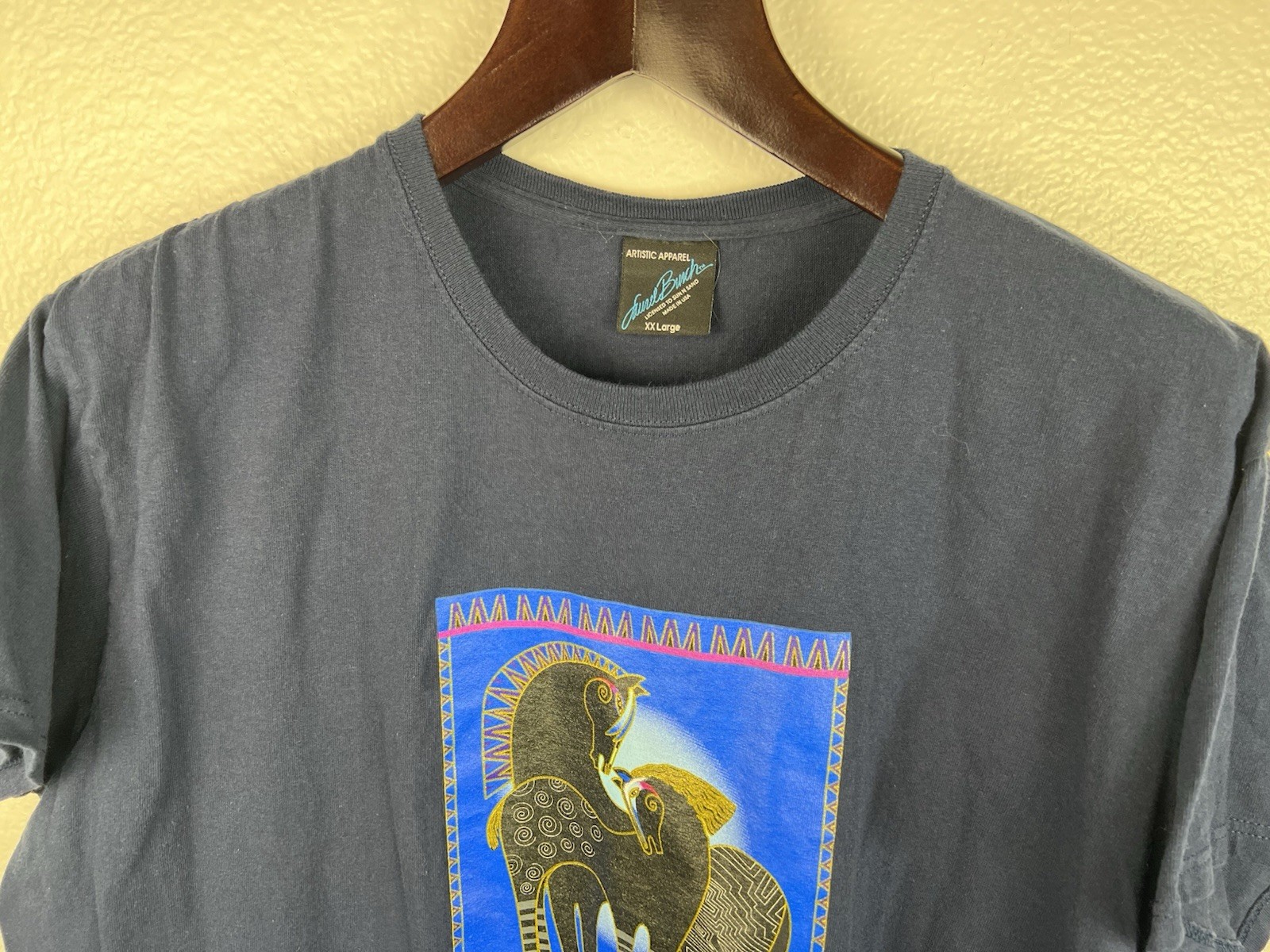 VTG Laurel Burch Tribal Horse TShirt Black Size XXL ART Tee Artistic Apparel
