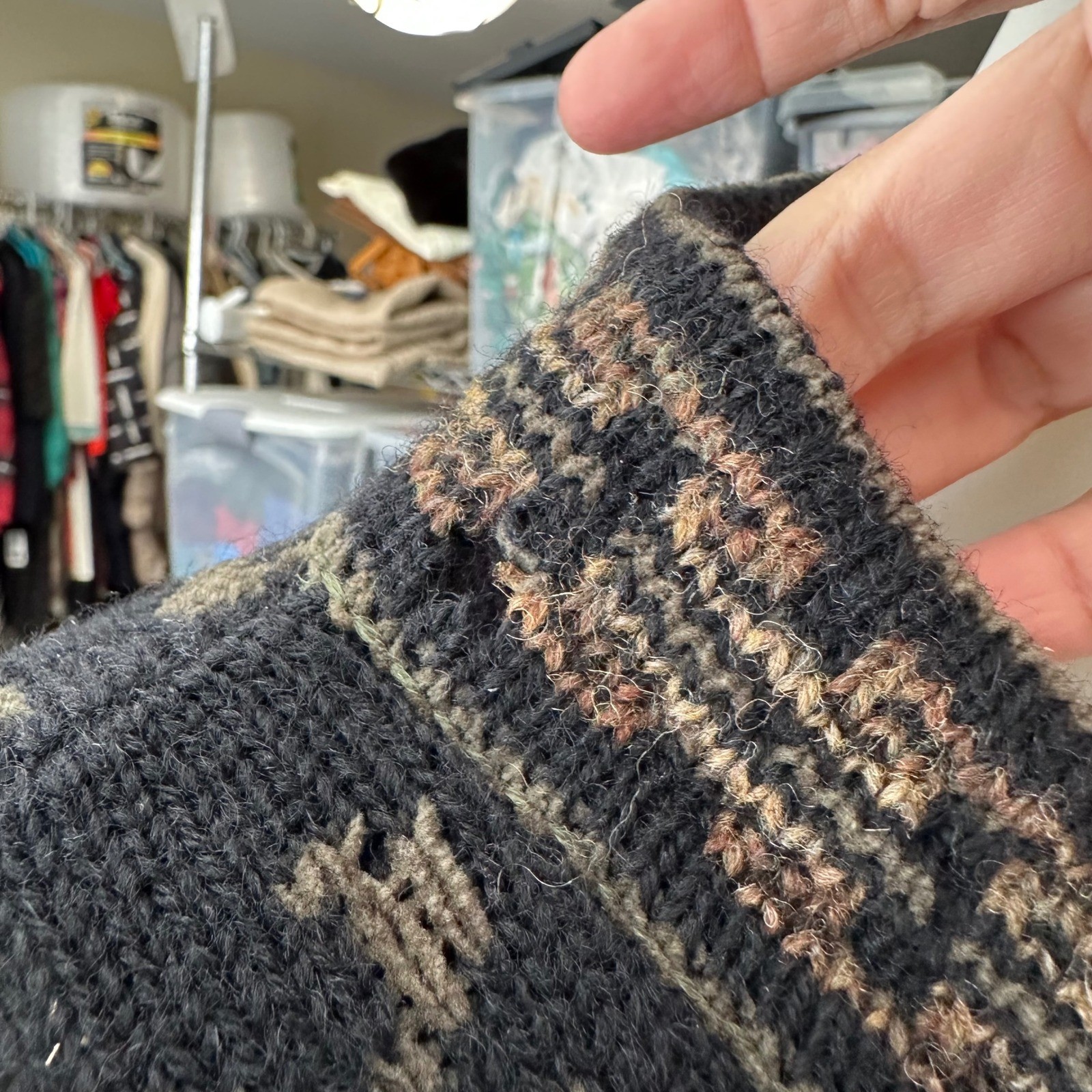 Icelandic Vintage 3D Chunky Fair Isle Knit Floral Embroidered Sweater XL