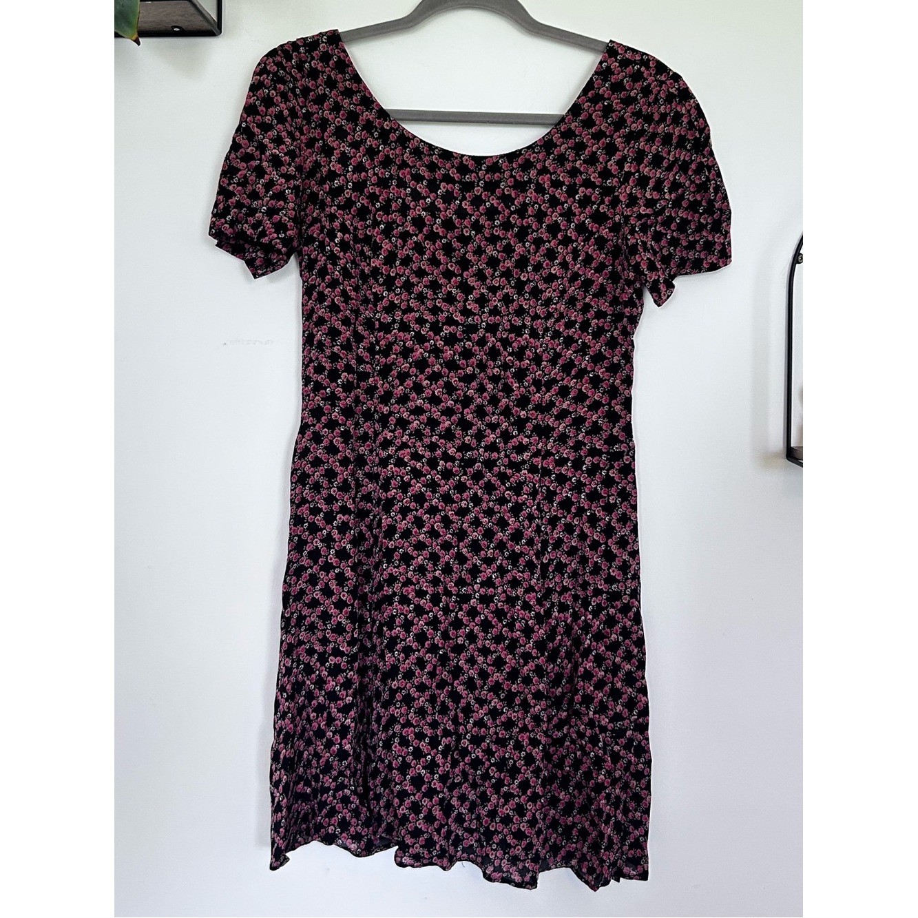 Vintage Santa Fe Ditsy Floral Print Short Sleeve Smocked Back Swing Mini Dress 4