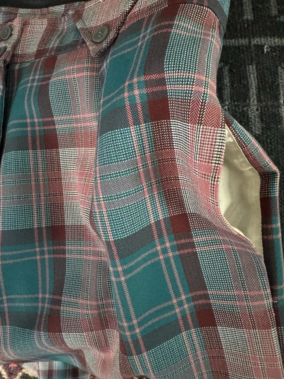 Vintage 1970s K-Mart Women’s Plaid Pleated Wide-Leg Pants Pockets Size 18
