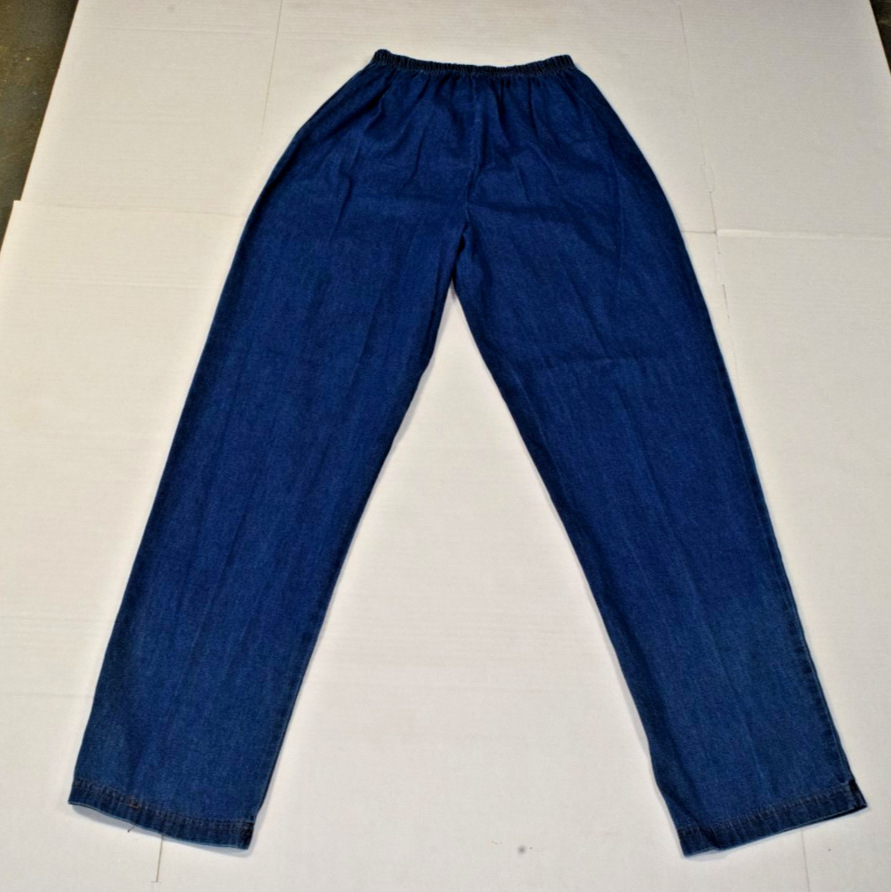 Vintage Top and Pants Set Bedford Fair Size L 90s Blue Denim Embroidered NWT