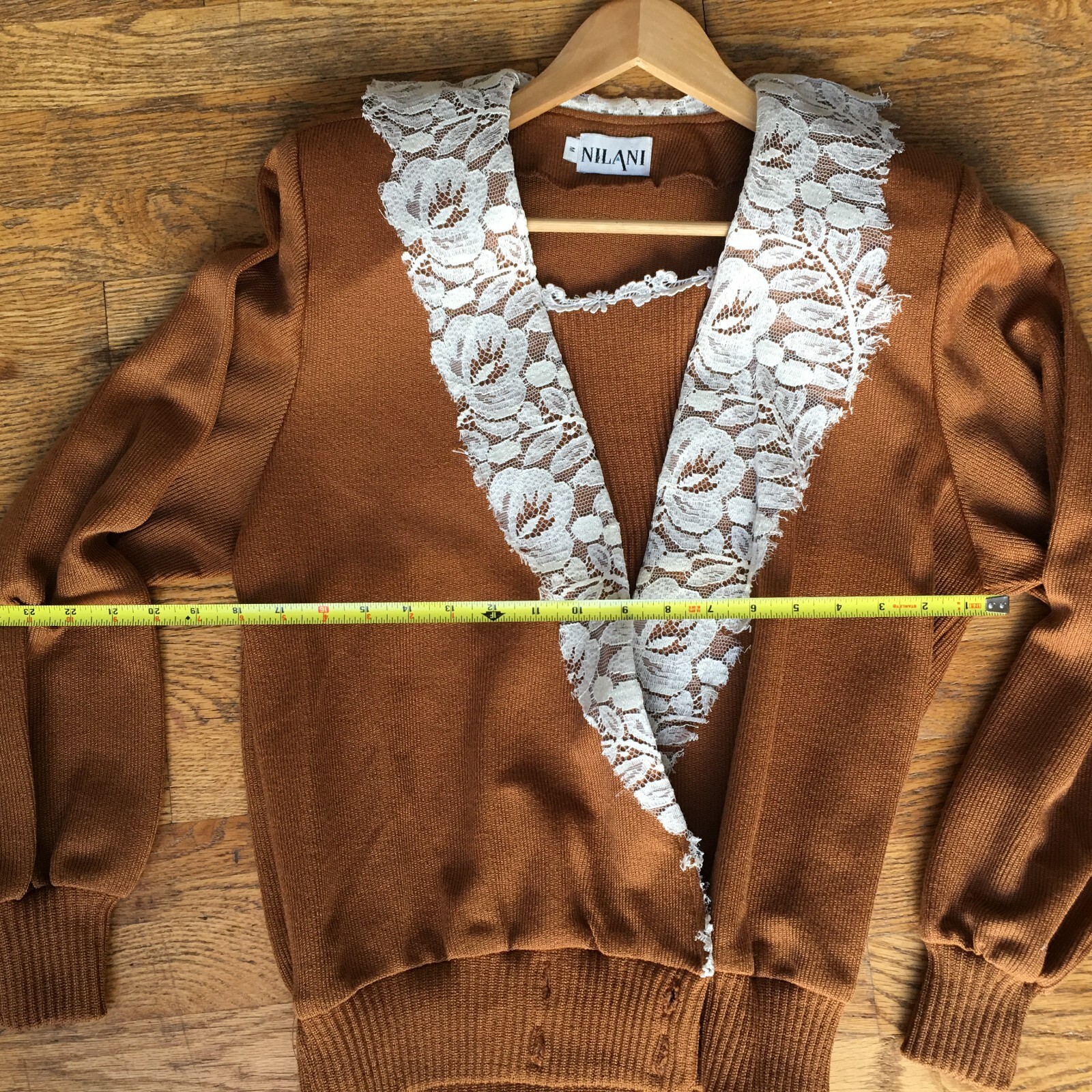 Nilani Vintage Brown Knit Sweater and Skirt Set Womens Medium As Is