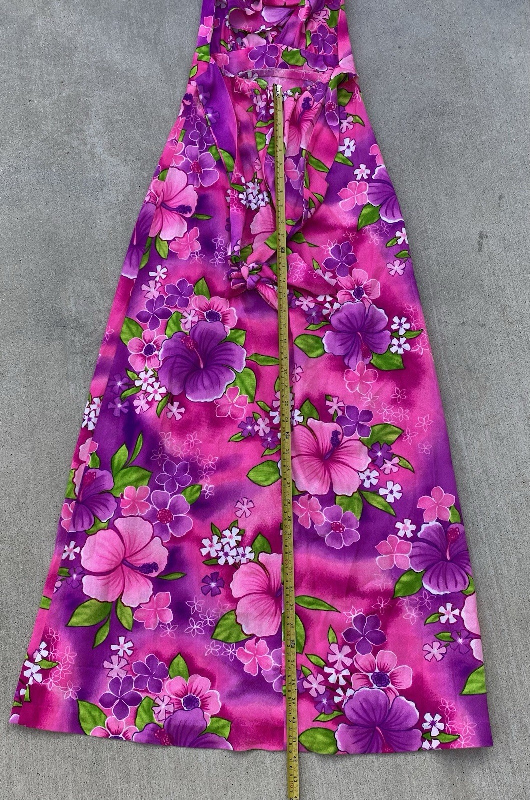 Vintage Pomare Hawaii Acrylic Hawaiian Halter Dress Ruffle Top Tiki Aloha Pink