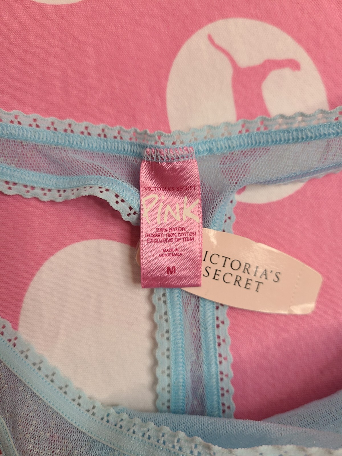 NWT Y2K VS PINK Sparkle Mesh Thong Panty Size M ✨️