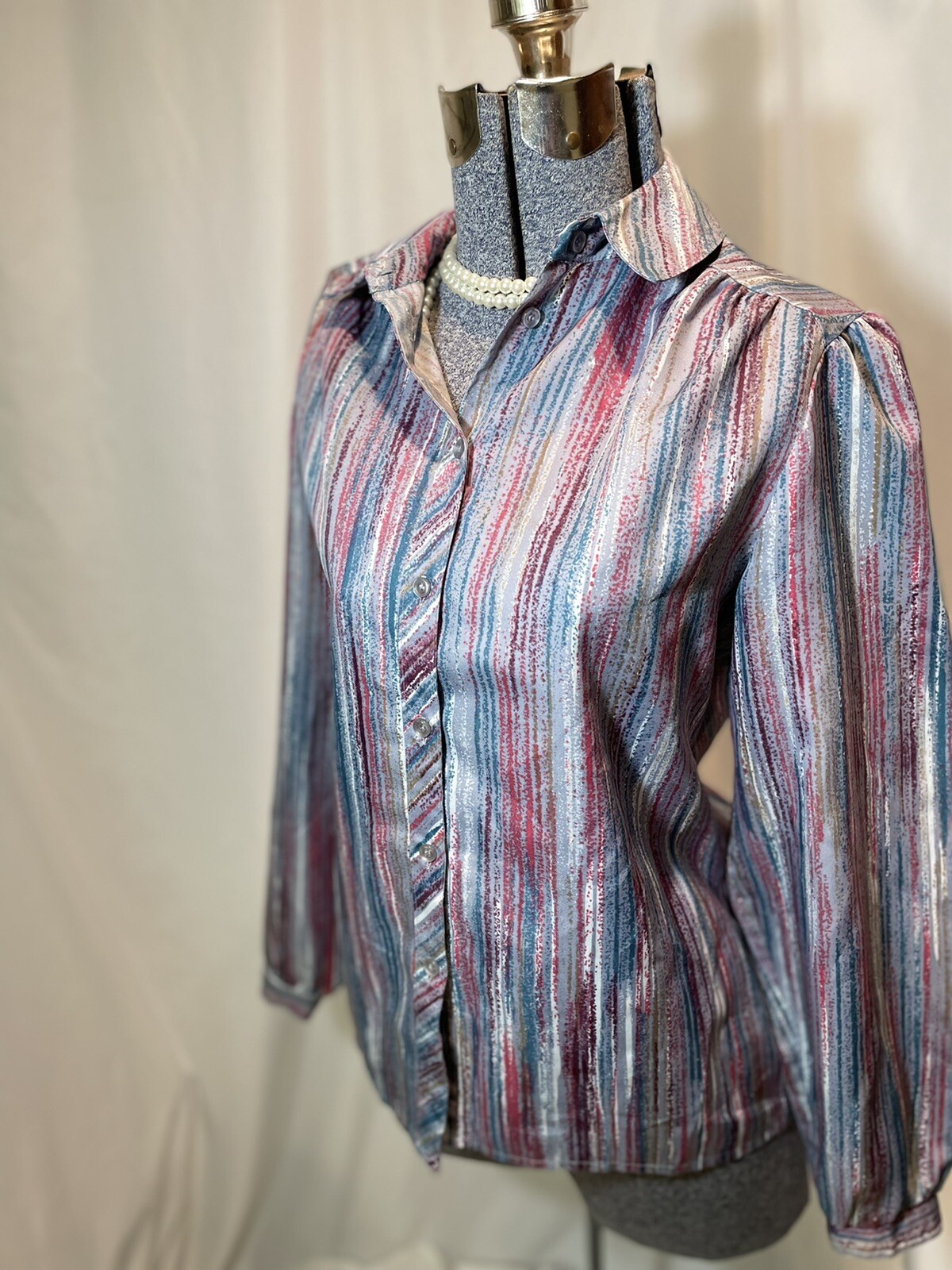 Vintage 70’s Disco Shirt By Lady Arrow Size M Medium Secretary Style Or Club