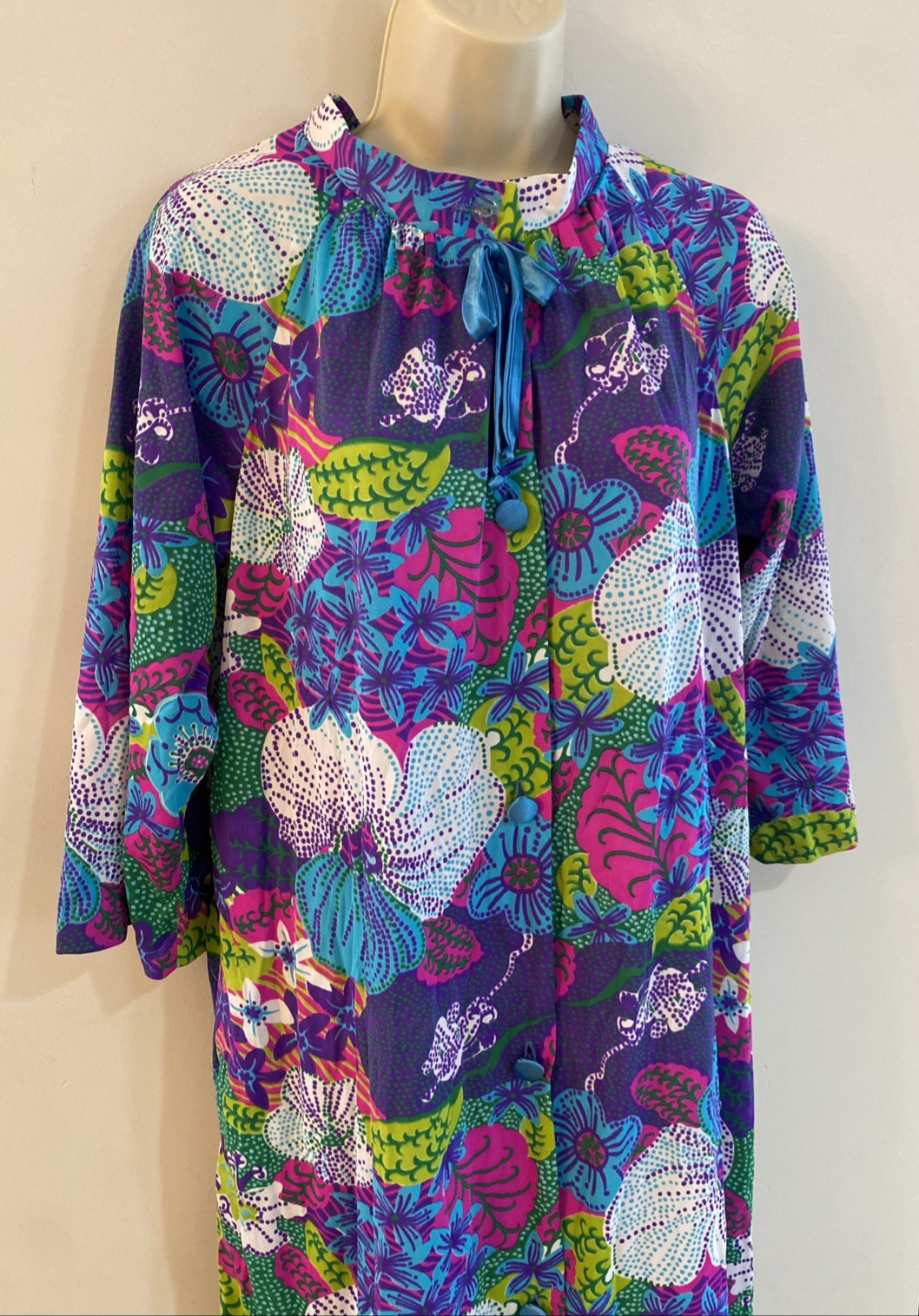 VTG 60’s Mod MCM Dela-Ann Loungewear M Psychedelic Maxi Robe House Coat
