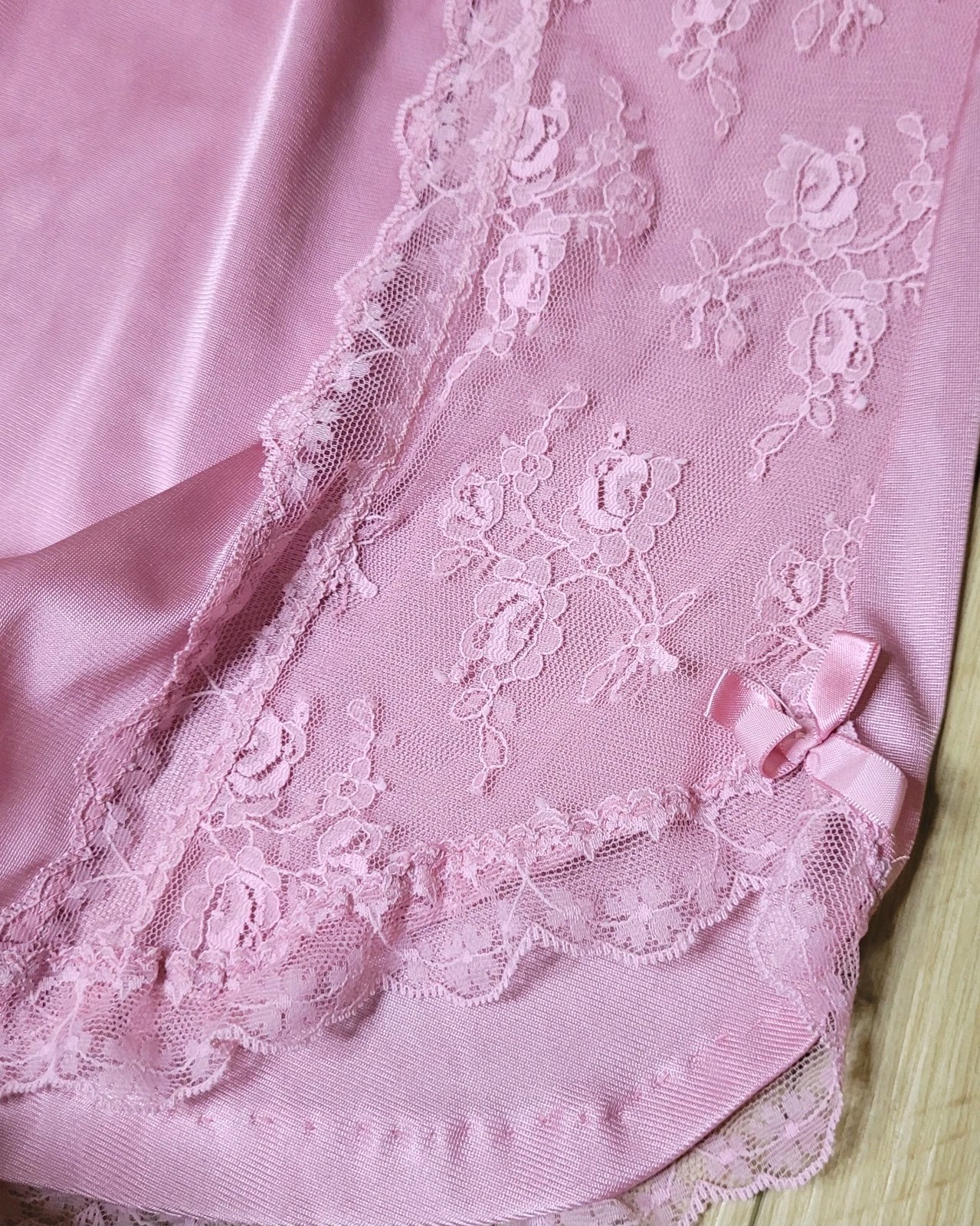 Vtg 70s/80s Kayser Half Slip Skirt Lace Side Panel & Hem Dusty Rose/ Mauve MED