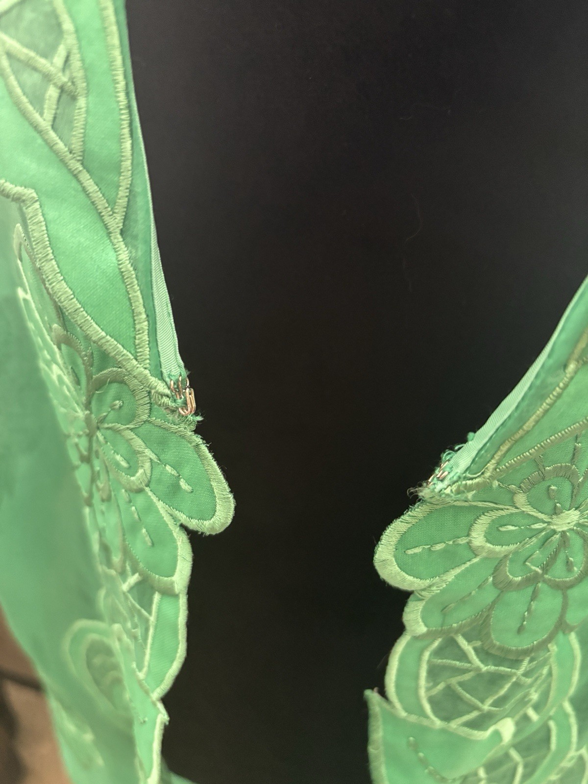 VTG Kelly Green Sheer Robe 16 Beach Cover Kimono Resort Fairycore Floral Glam