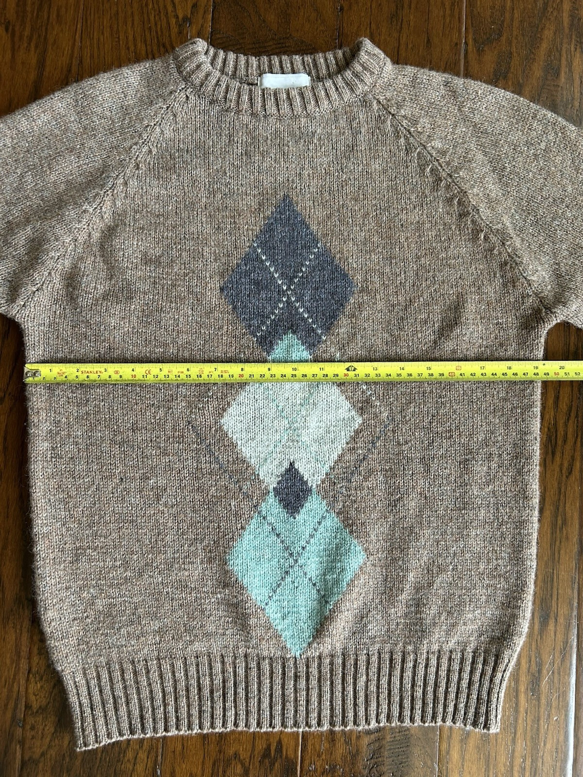 Vintage 80’s McGregor Wool Sweater Womens Argyle Sz. L Pullover Brown Diamond