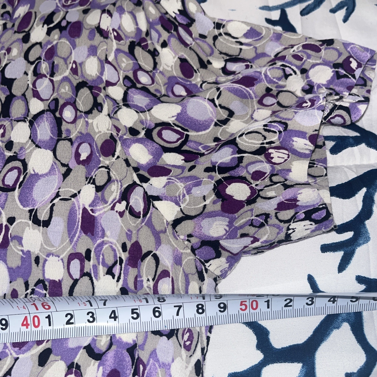 Vintage 90s Dressing Clio M Dress 100% Rayon Floral Purple Geometric Made USA